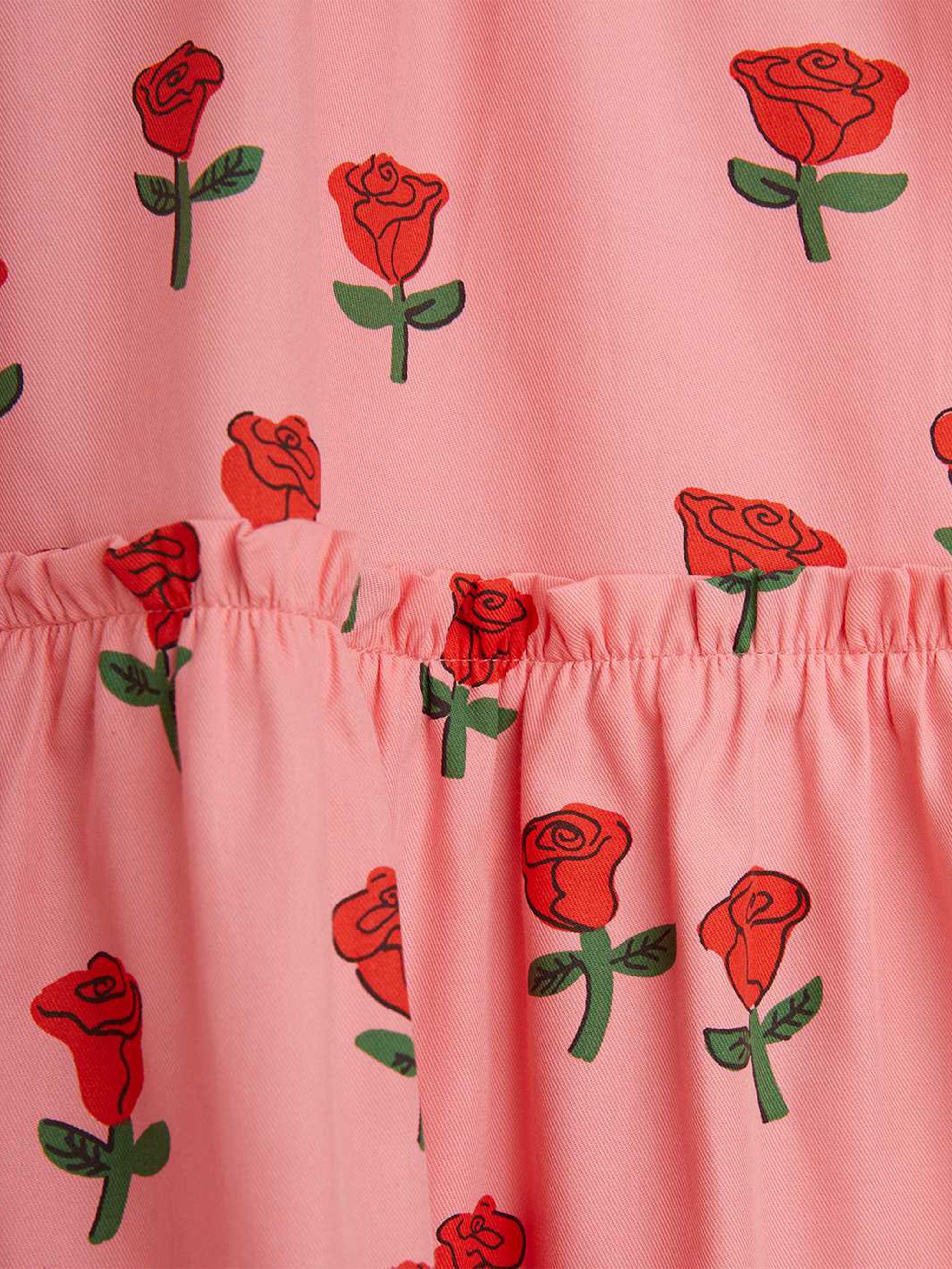 Girls Roses AOP Puff Sleeve Dress in Pink