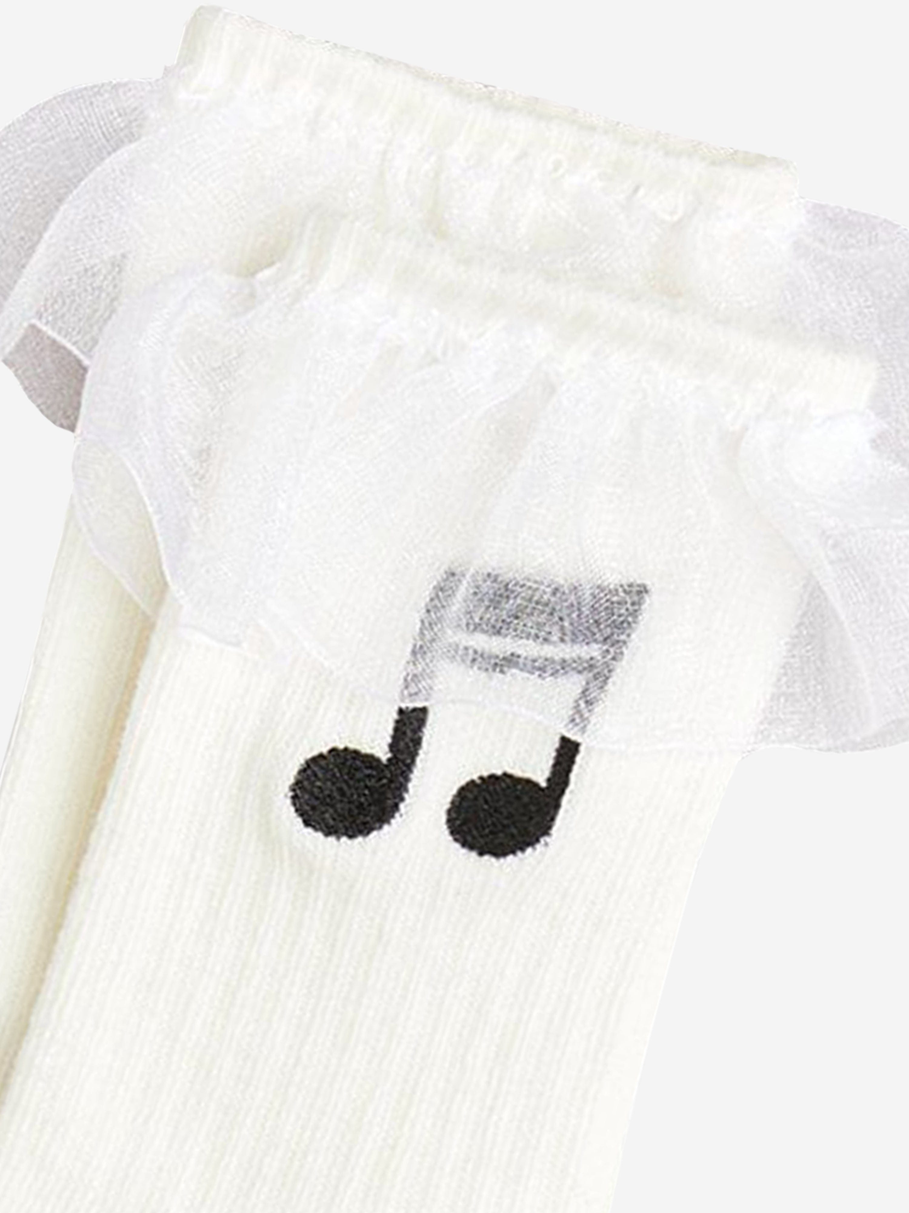 Girls Note Frill Socks in White