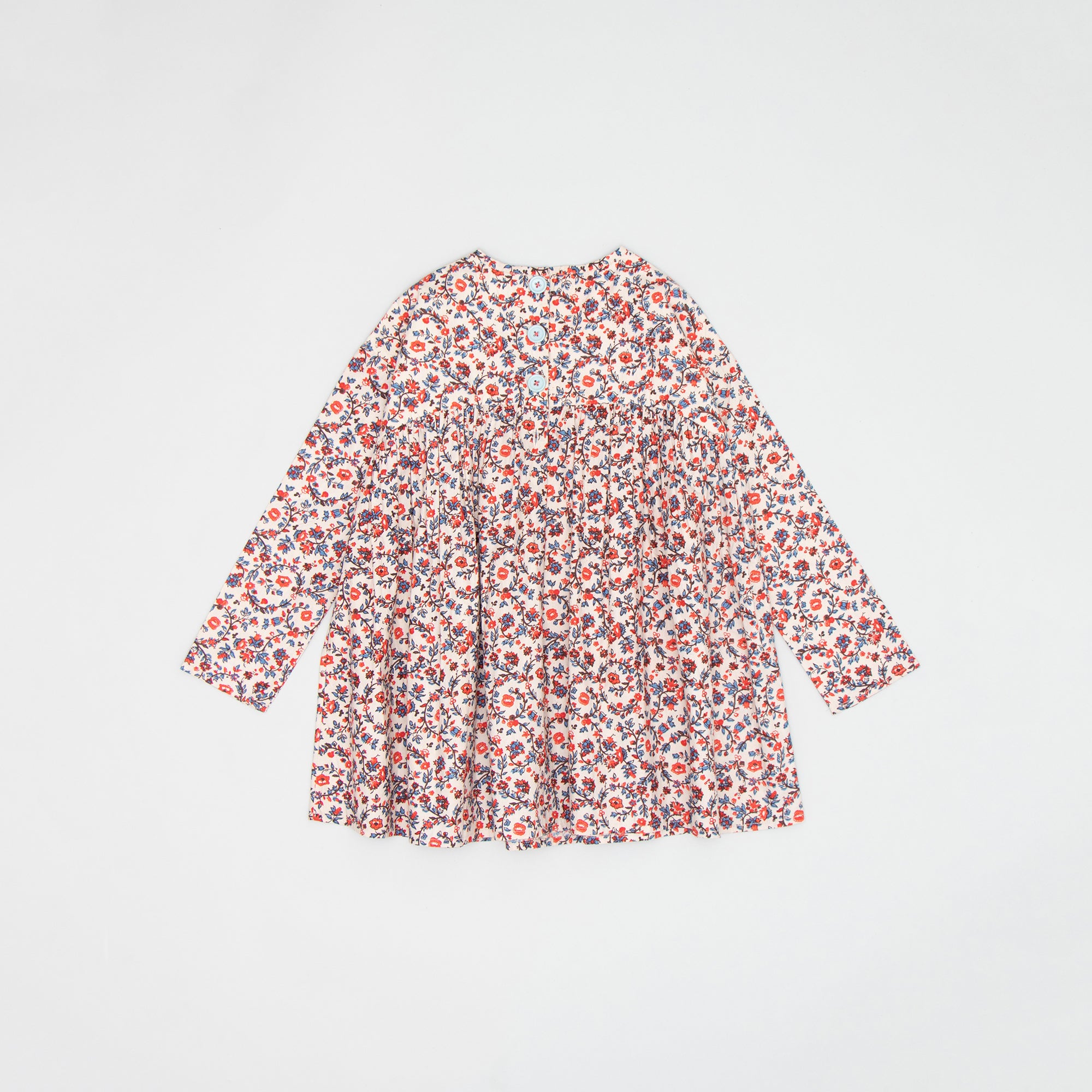 Girls White Floral Cotton Dress
