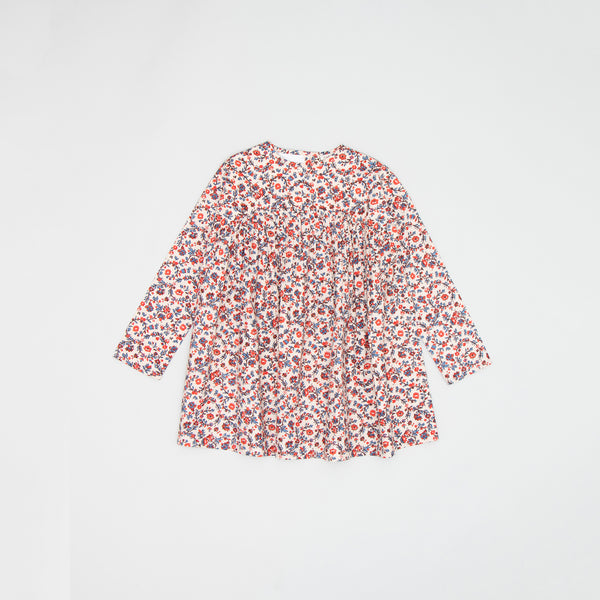 Girls White Floral Cotton Dress