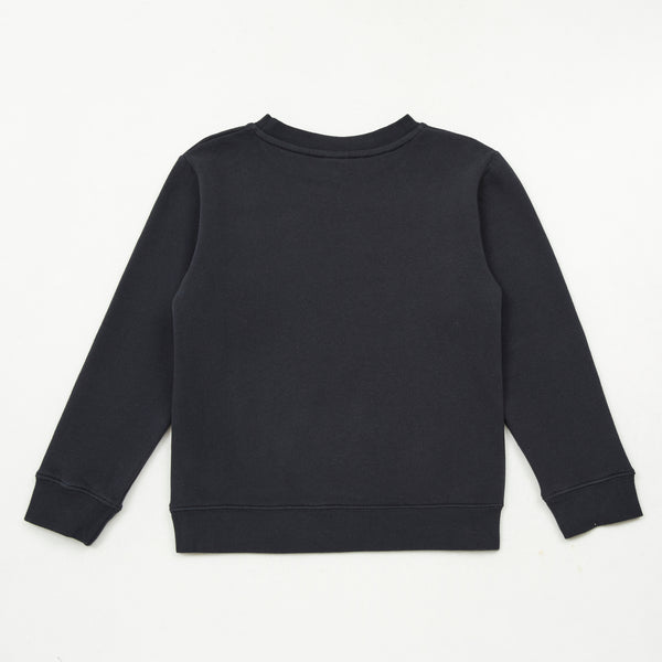Girls Black Printed Cotton Sweatshirt