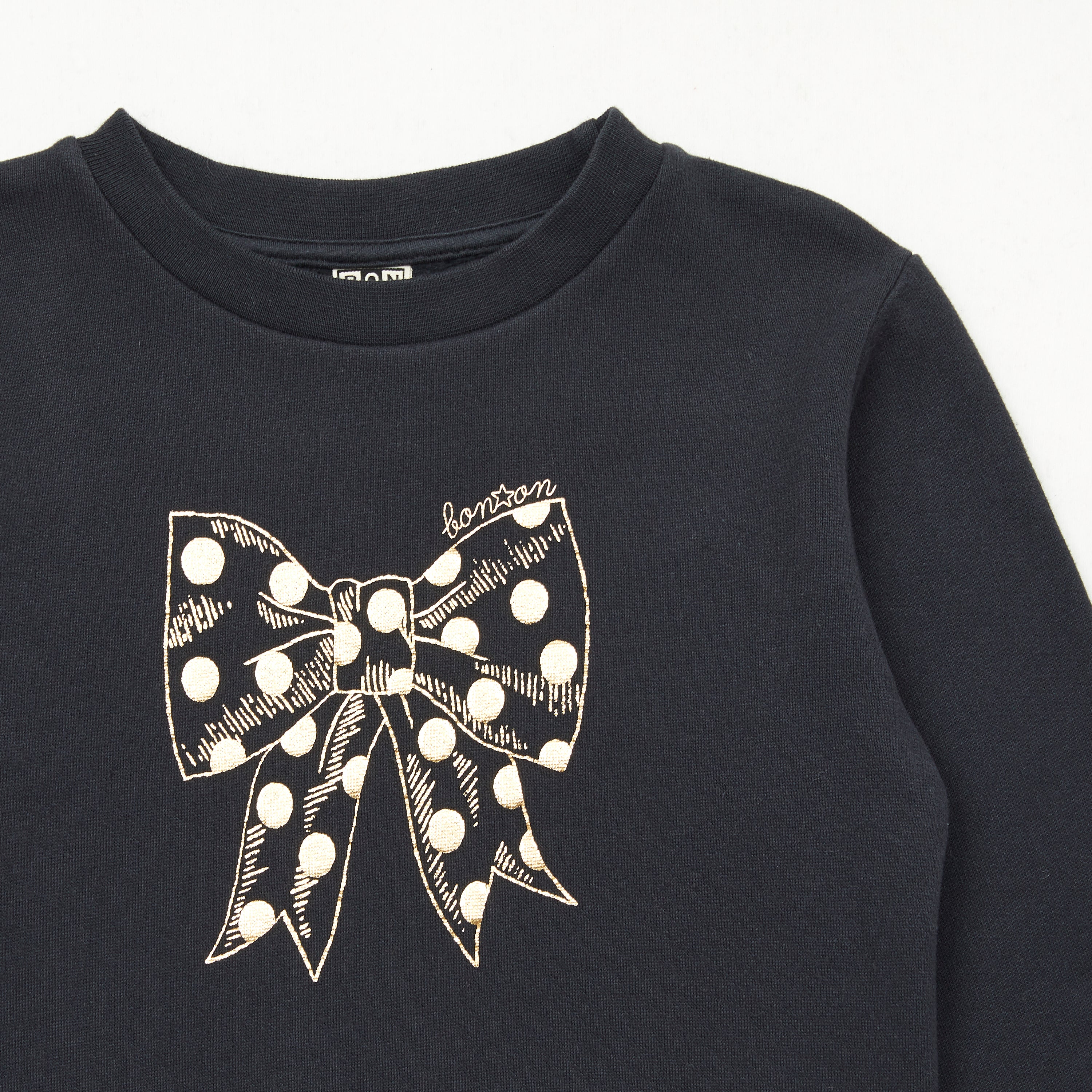 Girls Black Printed Cotton Sweatshirt