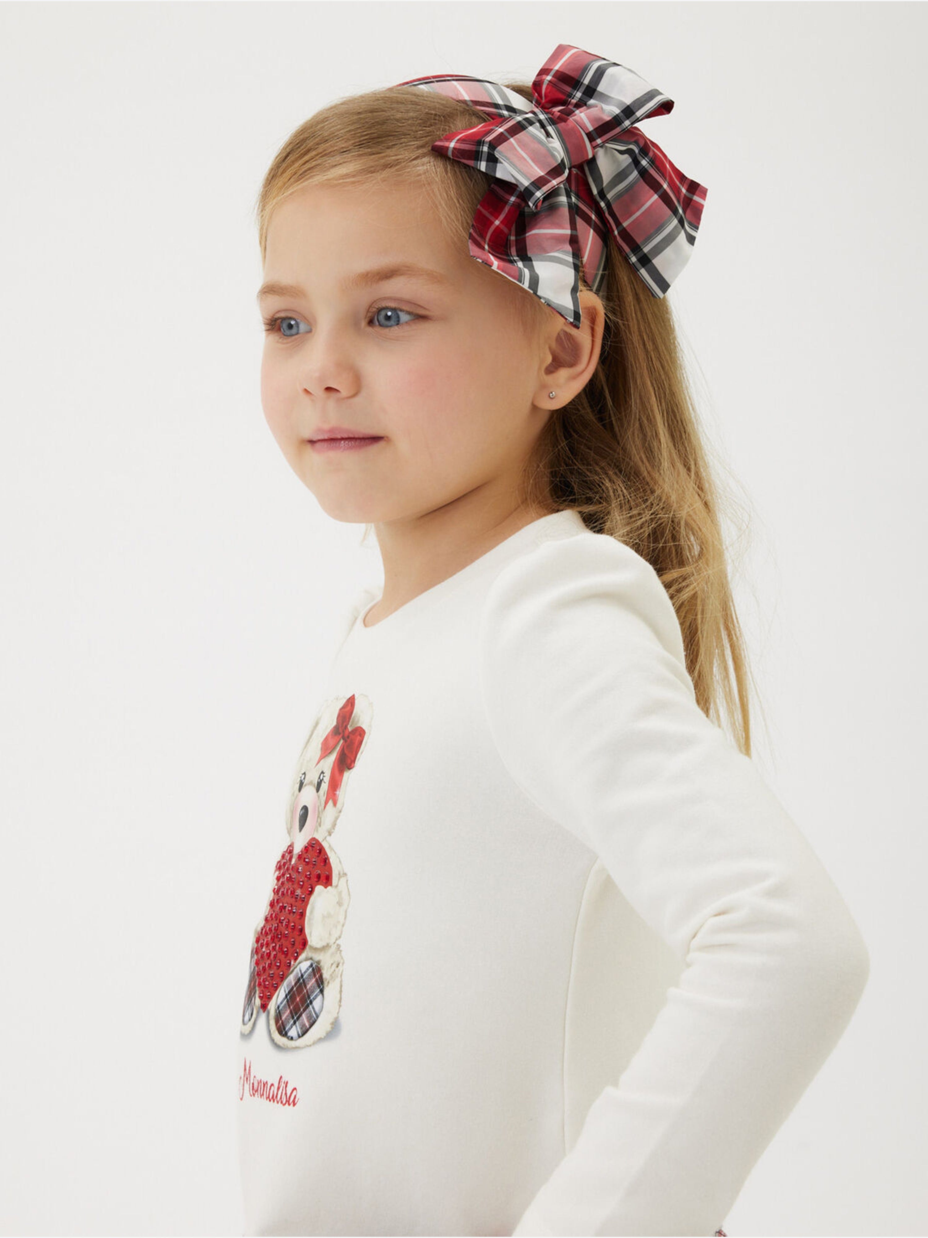 Monnalisa Girls Tartan Bow Headband in Red
