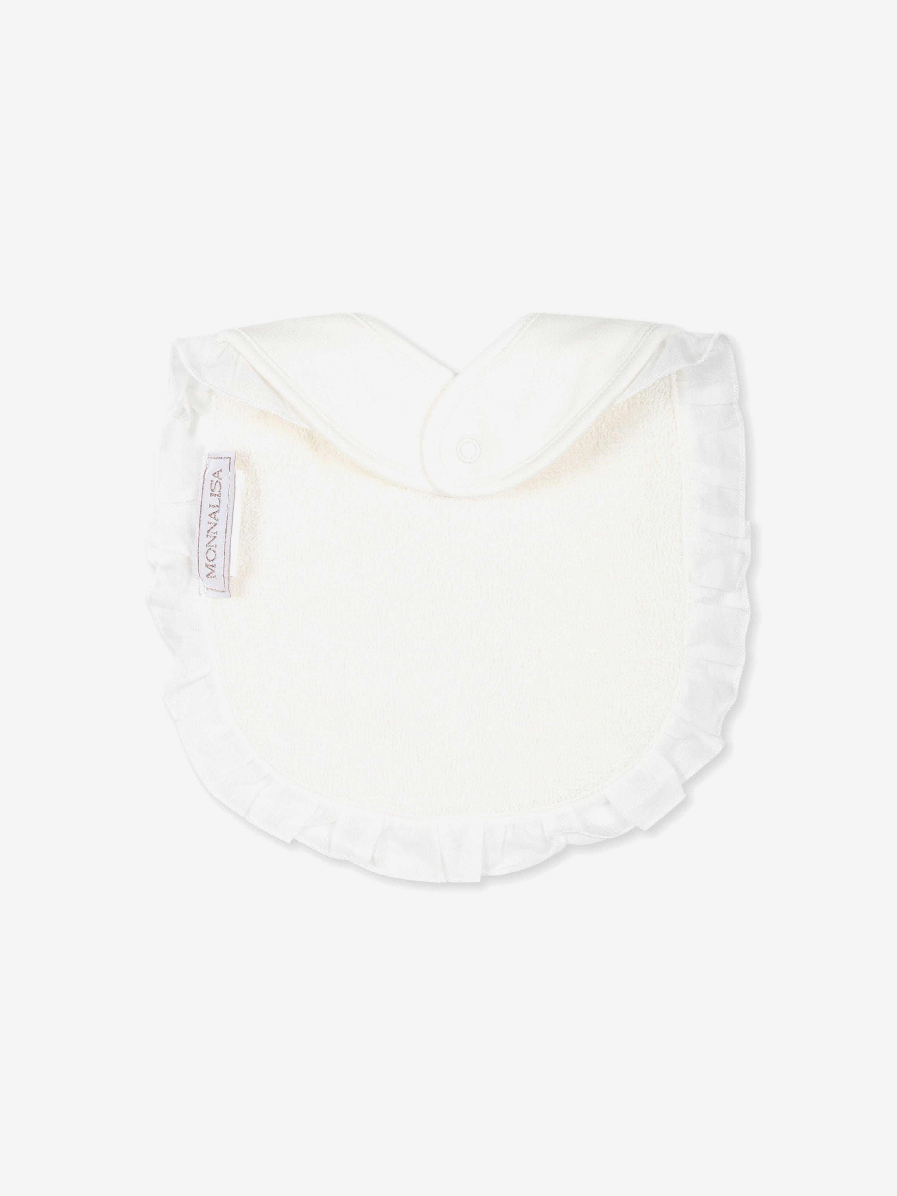 Monnalisa Baby Girls Teddy Bear Bib in White