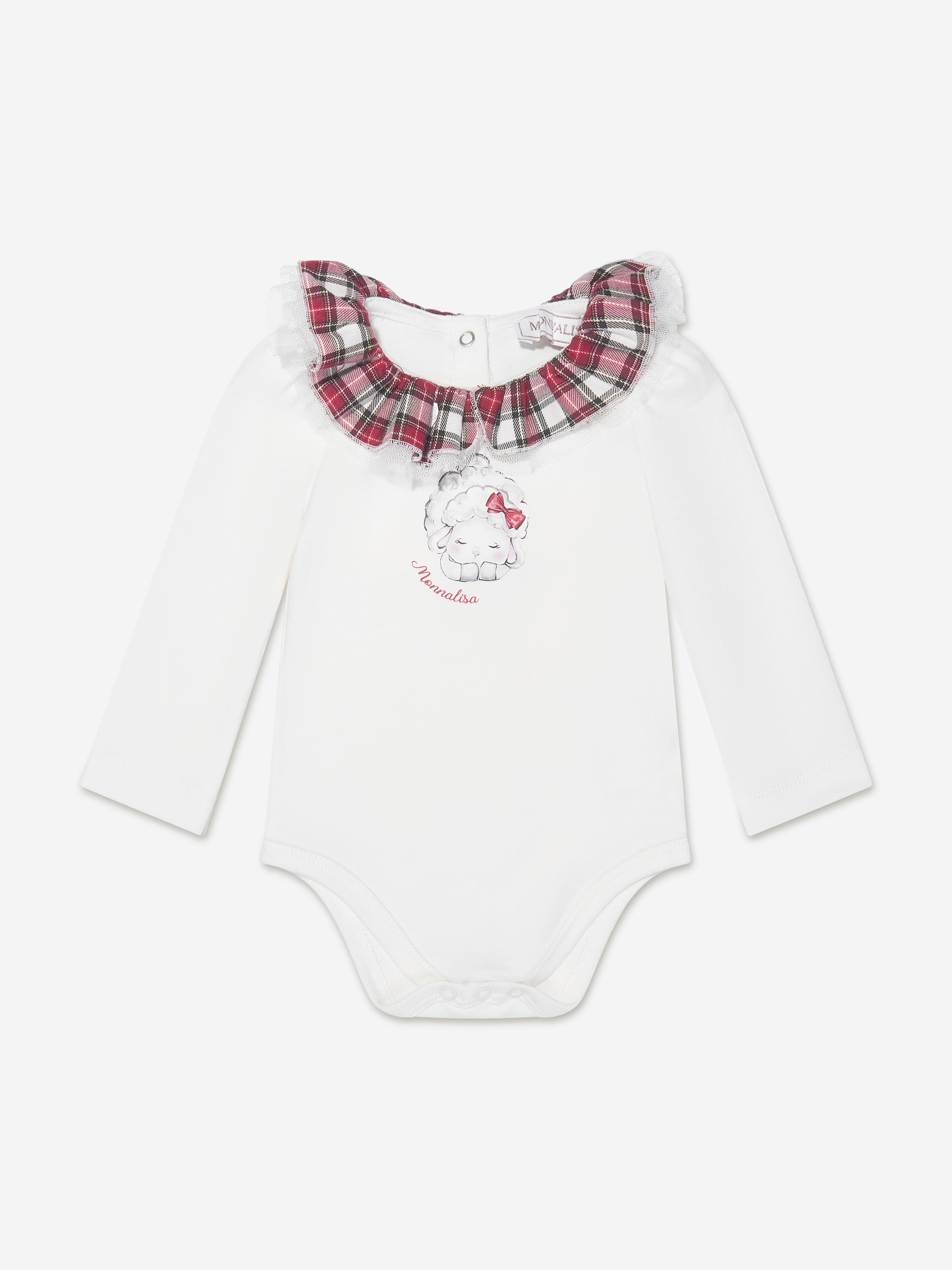 Monnalisa Baby Girls Bodysuit With Tulle Skirt in Ivory