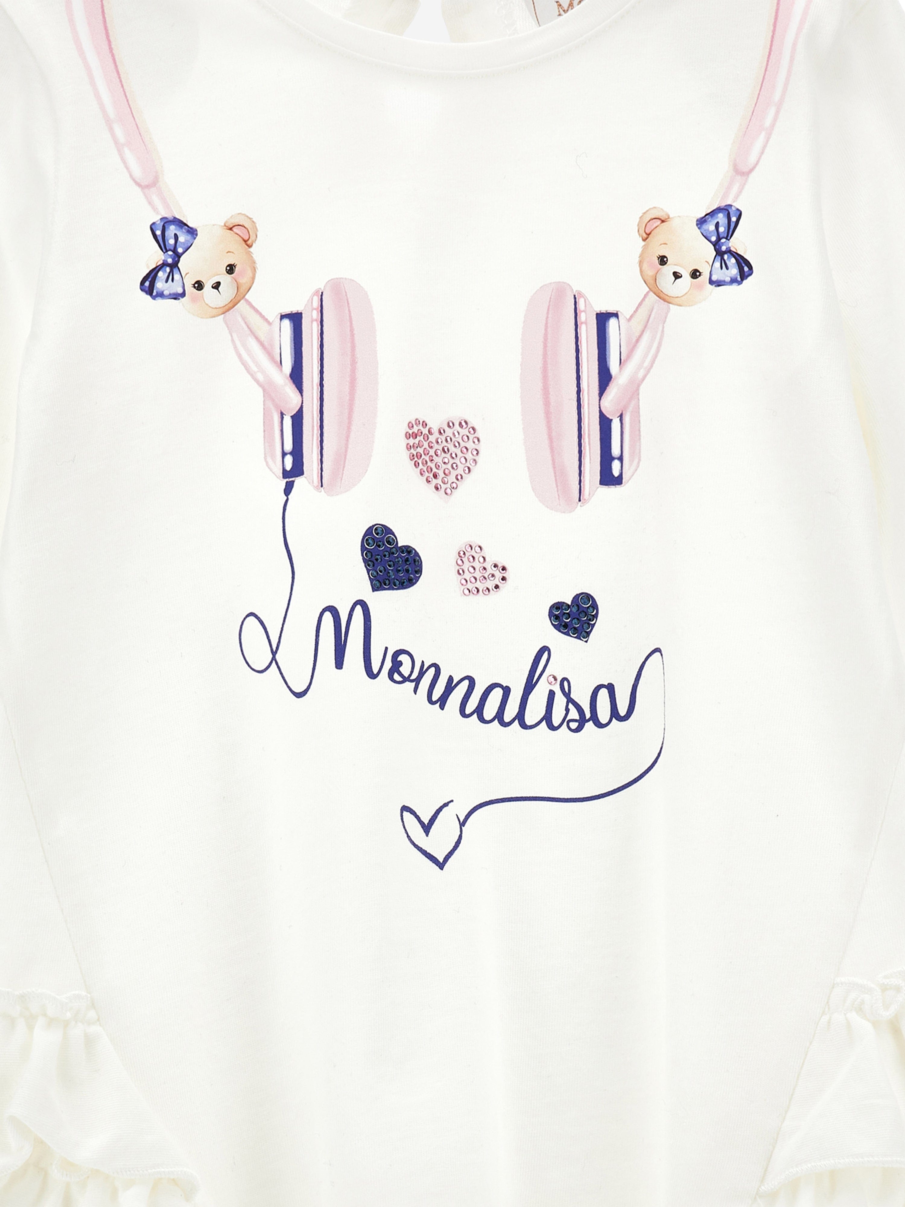 Monnalisa Baby Girls Headphones Maxi T-Shirt in White