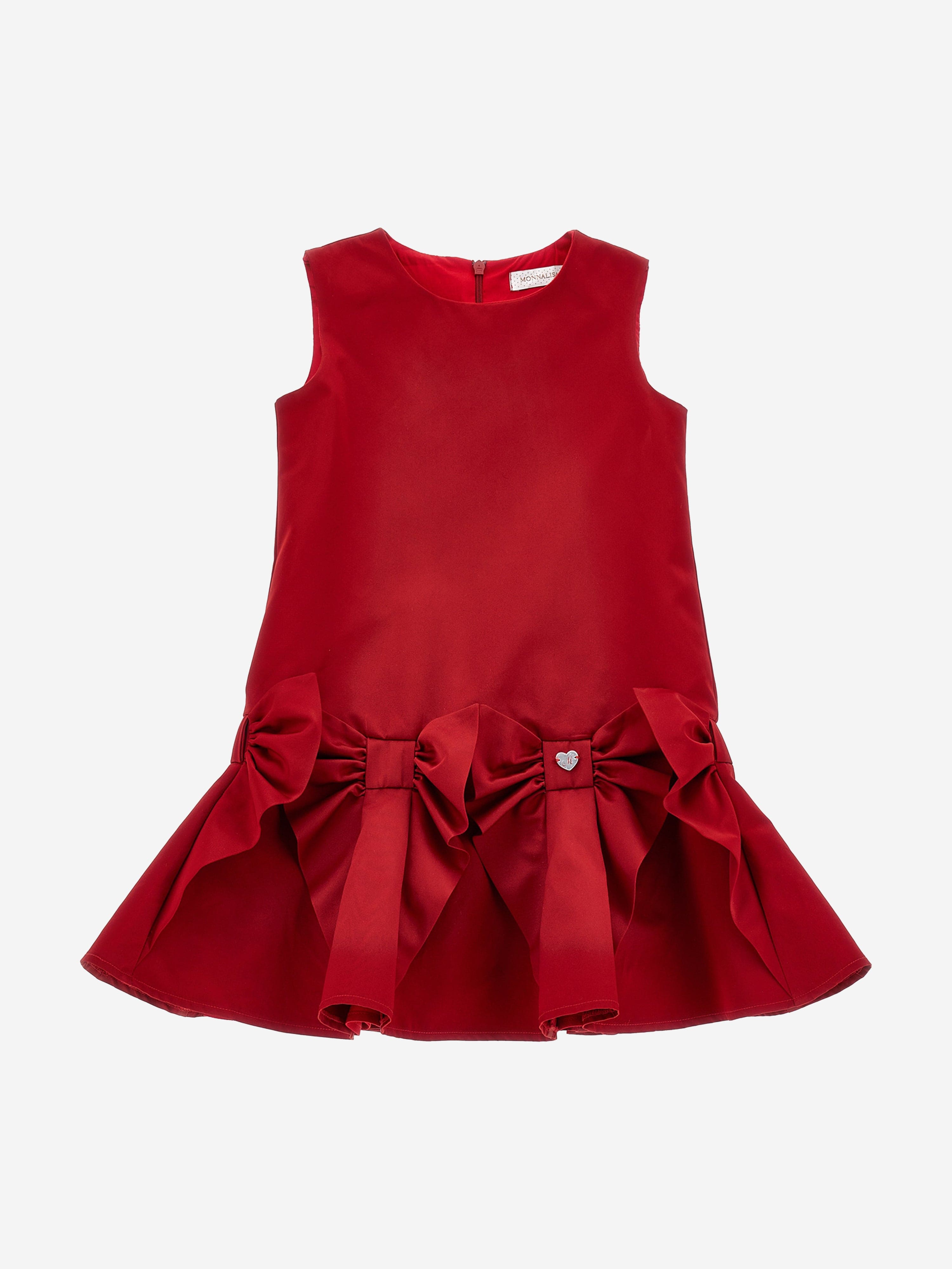 Monnalisa Girls Bow Duchess Dress in Red