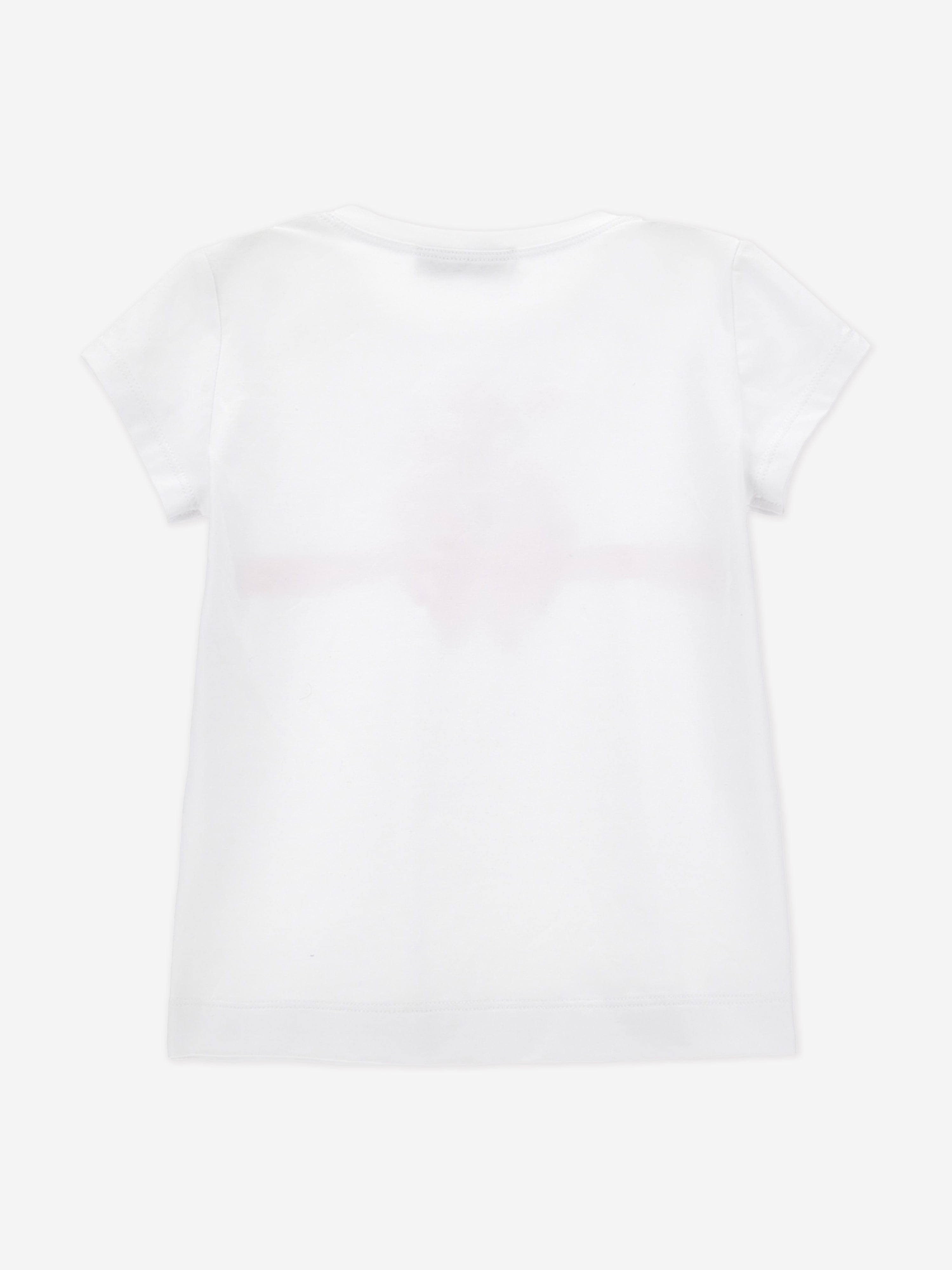 Girls Floral Bow T-Shirt in White