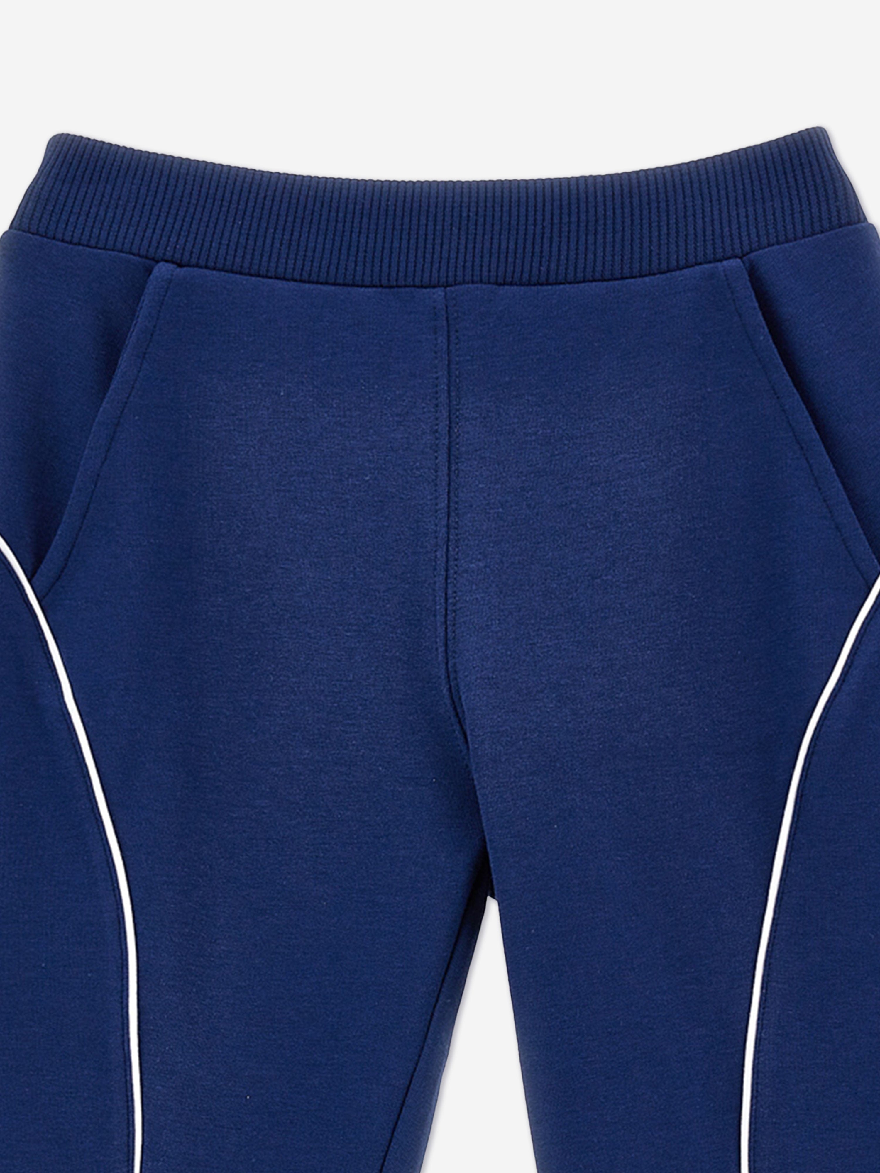 Girls Contrast Piping Joggers in Blue
