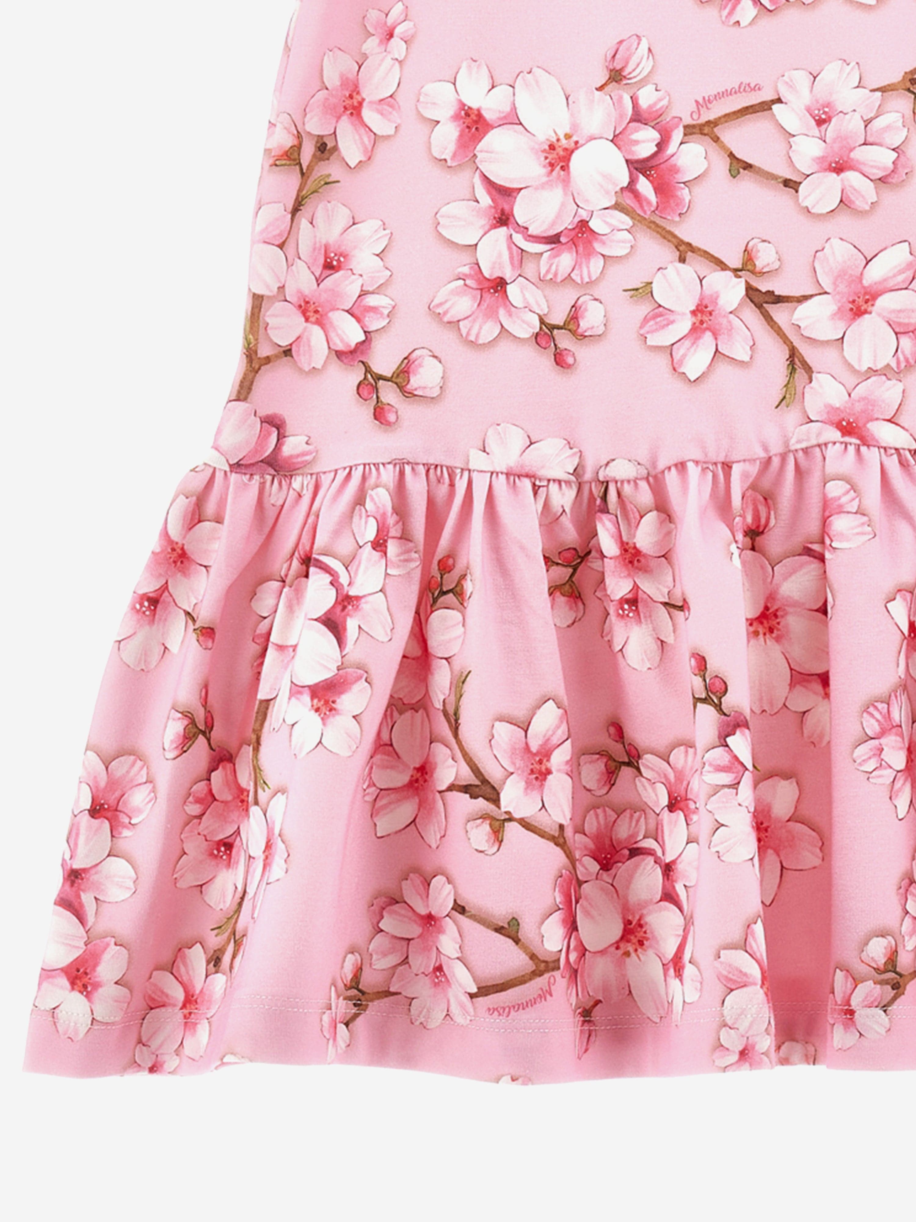 Girls Peach Blossom Jersey Dress in Pink