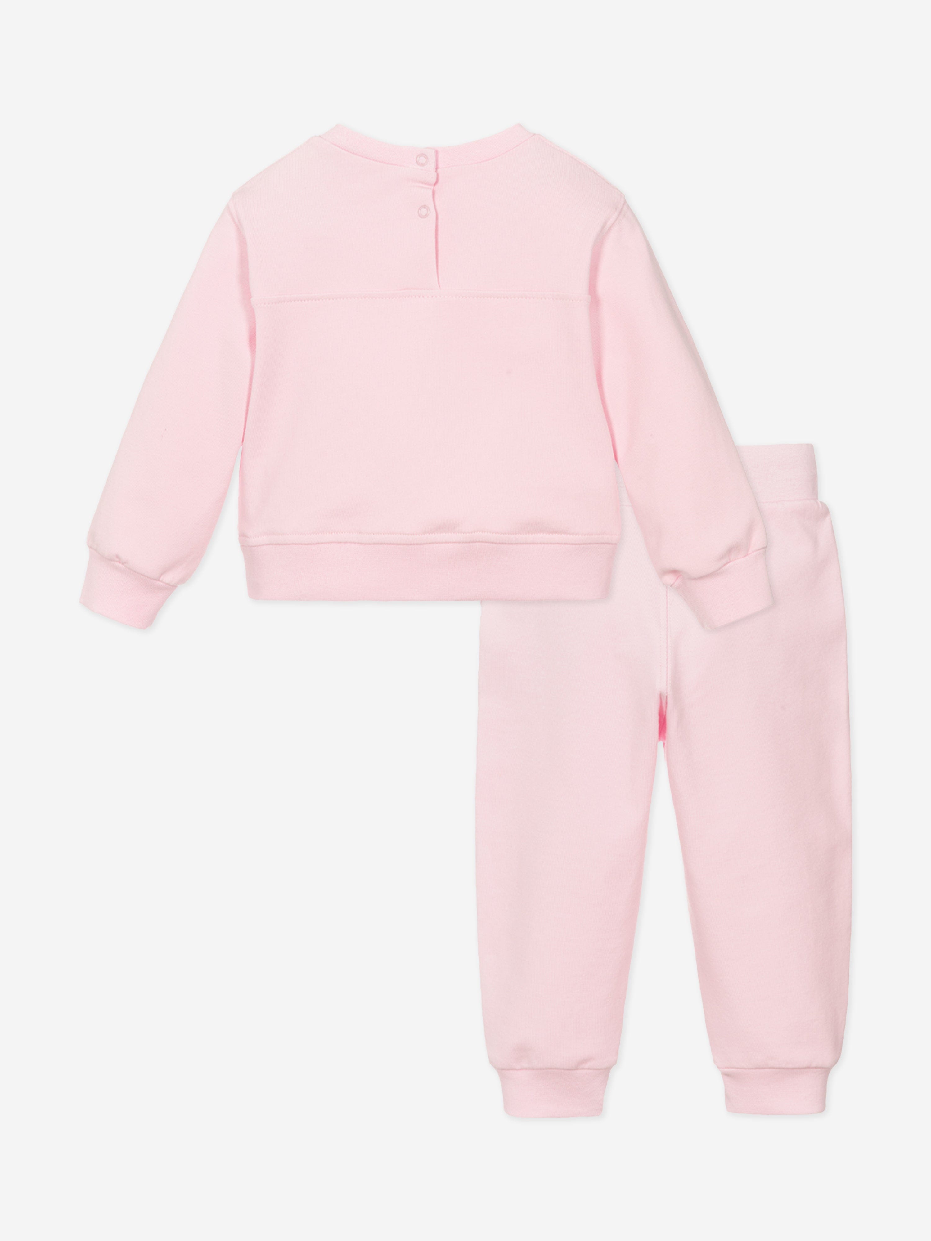 Baby Girls Rose Print Tracksuit in Pink