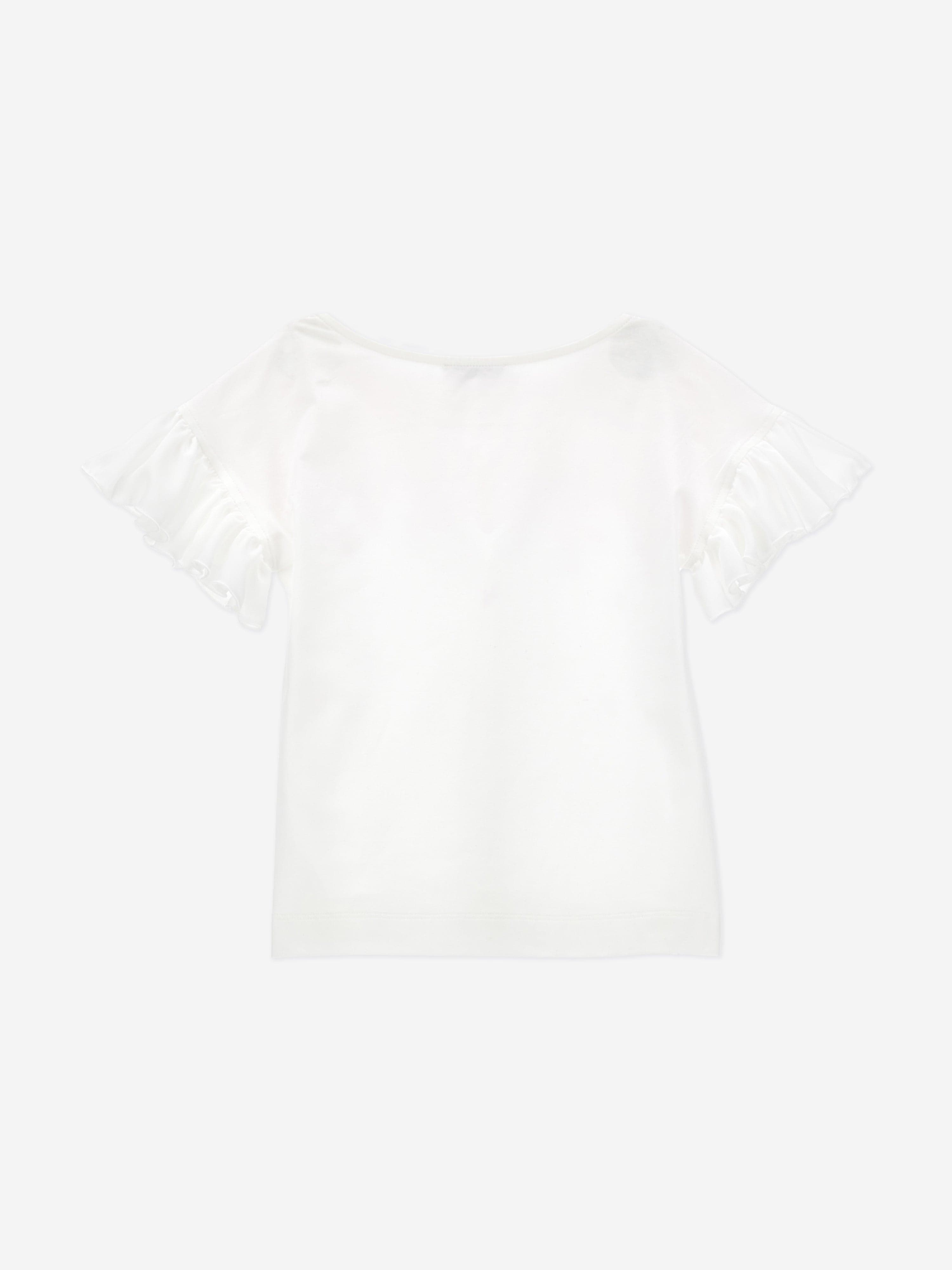 Girls Butterfly Print T-Shirt in Ivory