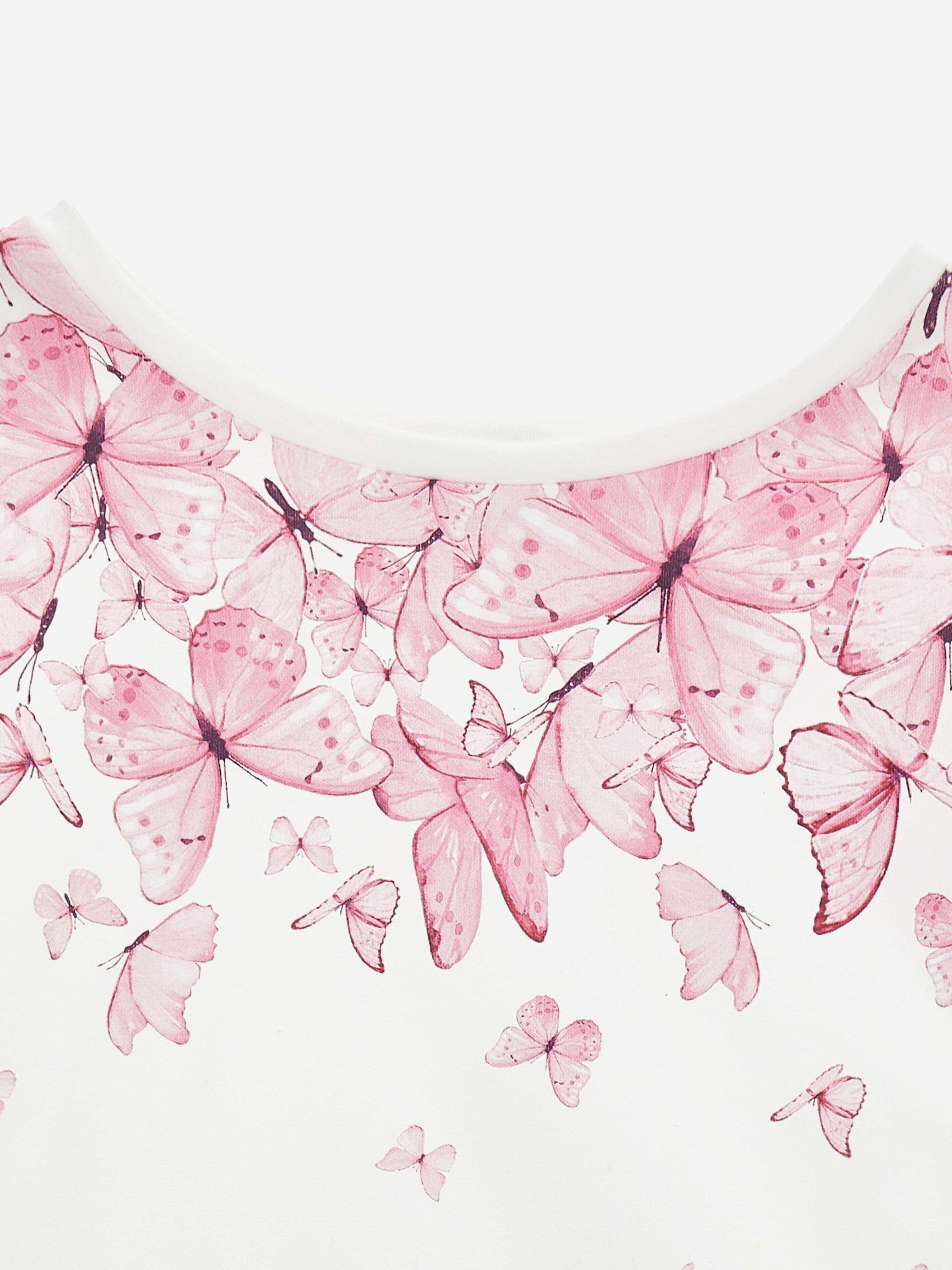 Girls Butterfly Print T-Shirt in Ivory
