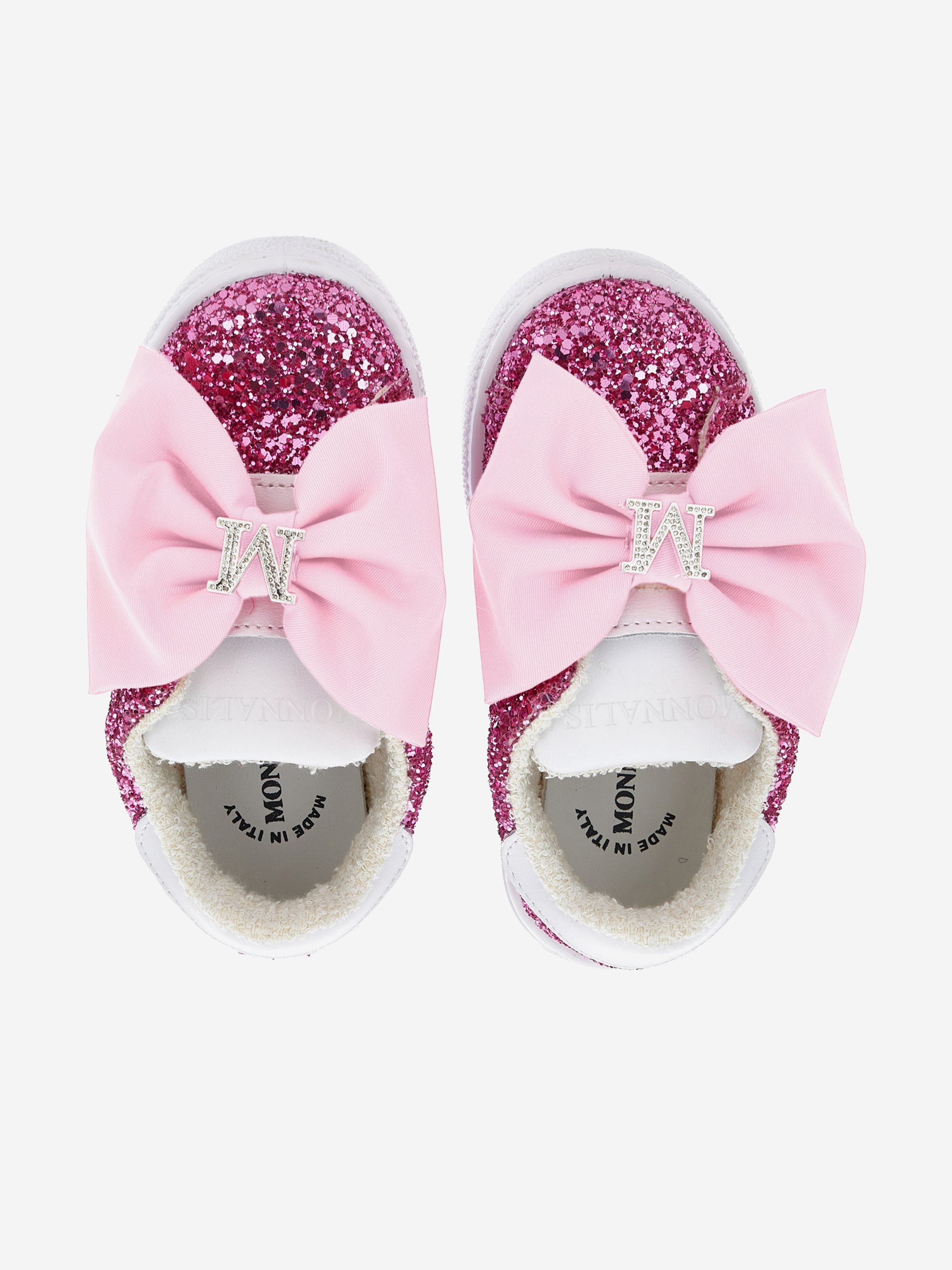 Girls Glitter Bow Trainers in Pink