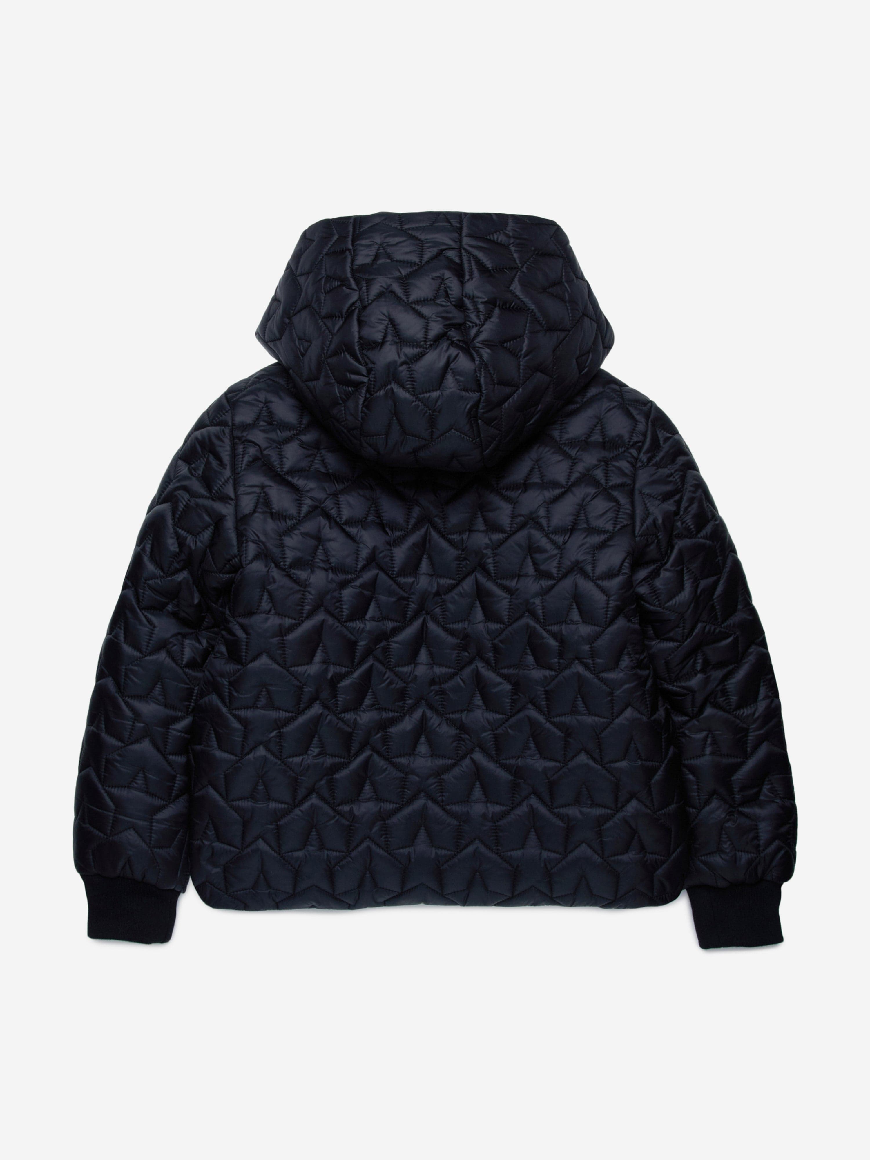 Girls Star Zip Up Jacket in Black