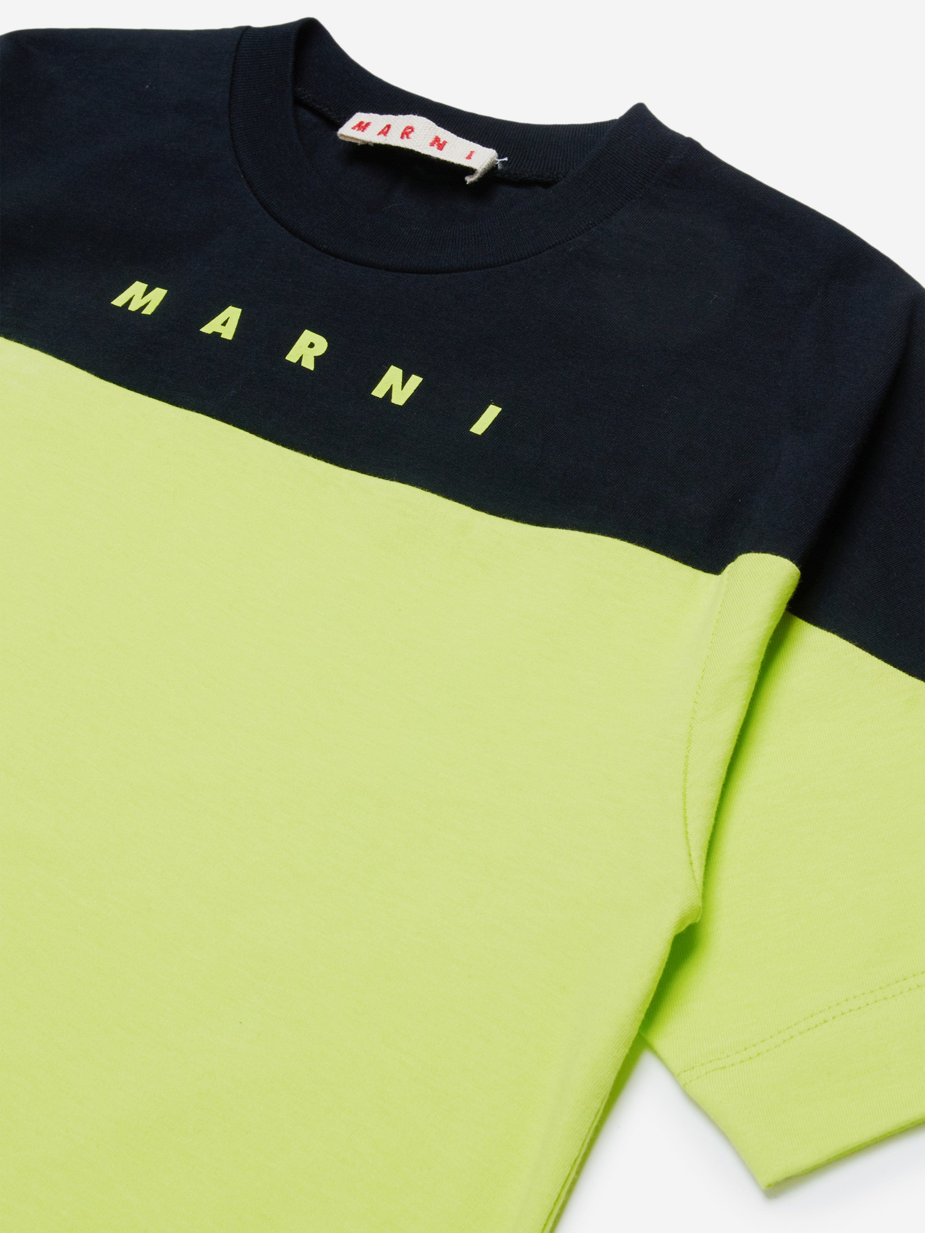 MARNI Kids Colourblock T-Shirt in Green