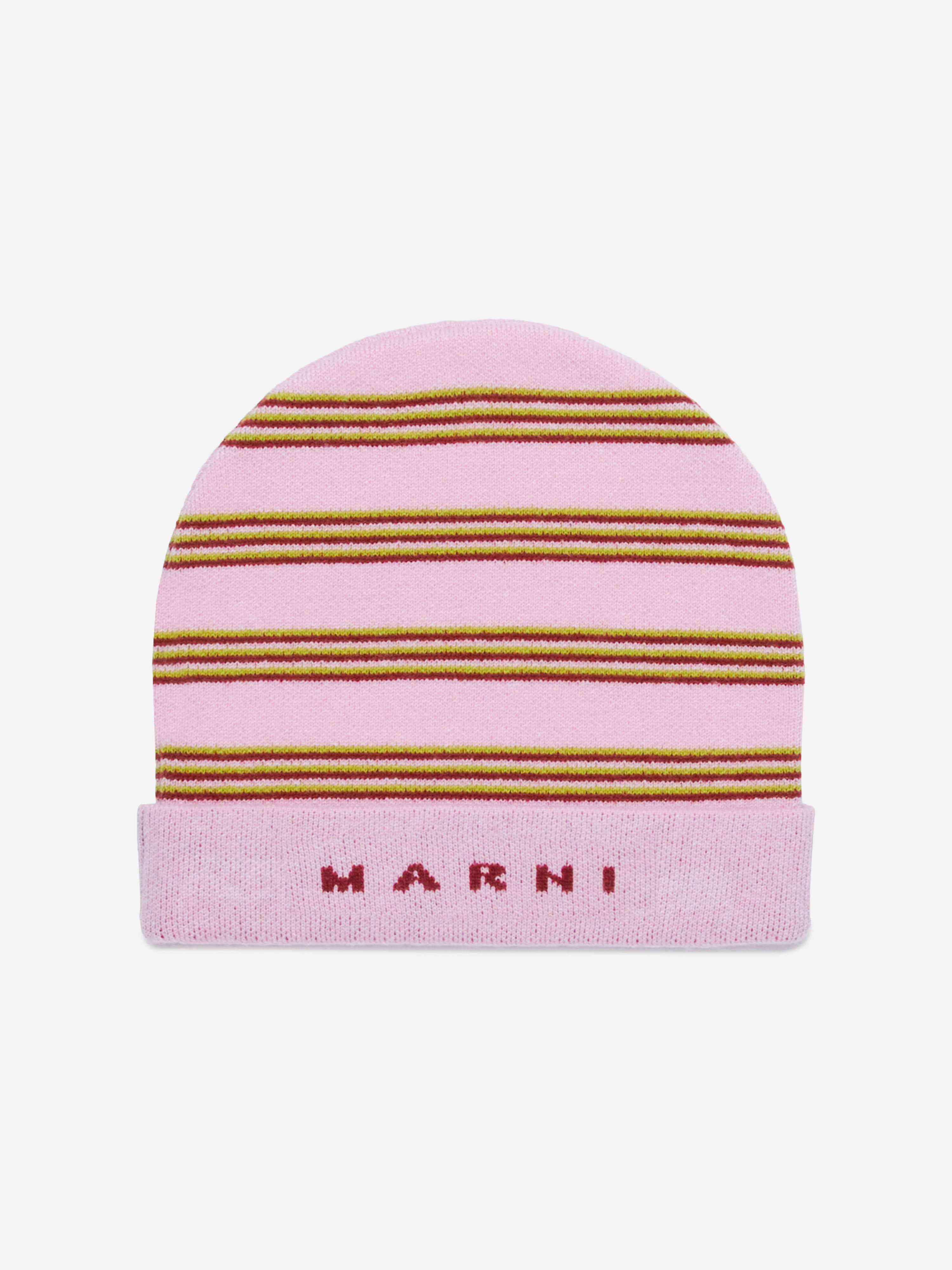Kids Striped Beanie Hat in Pink