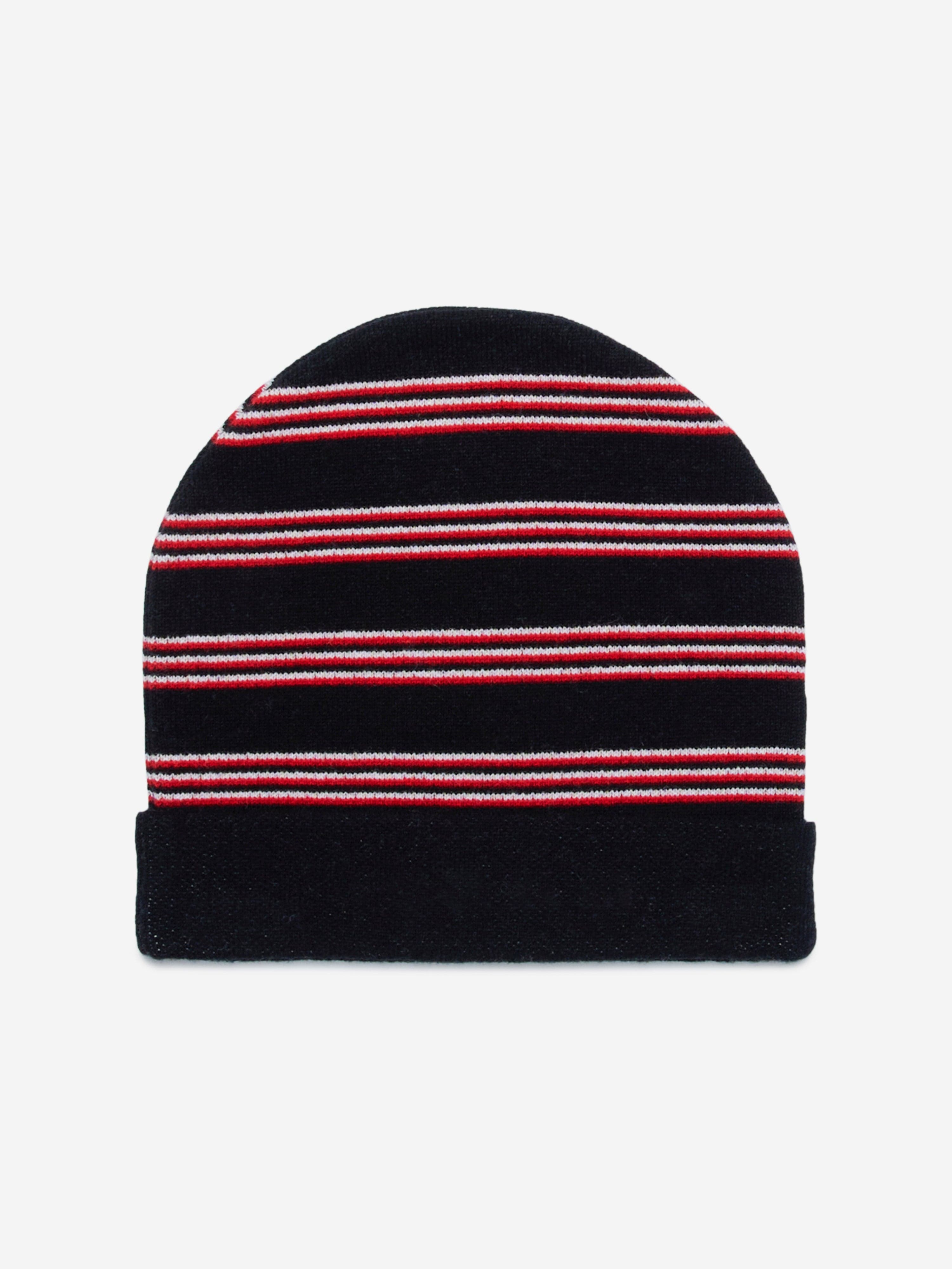 MARNI Kids Striped Beanie Hat in Black