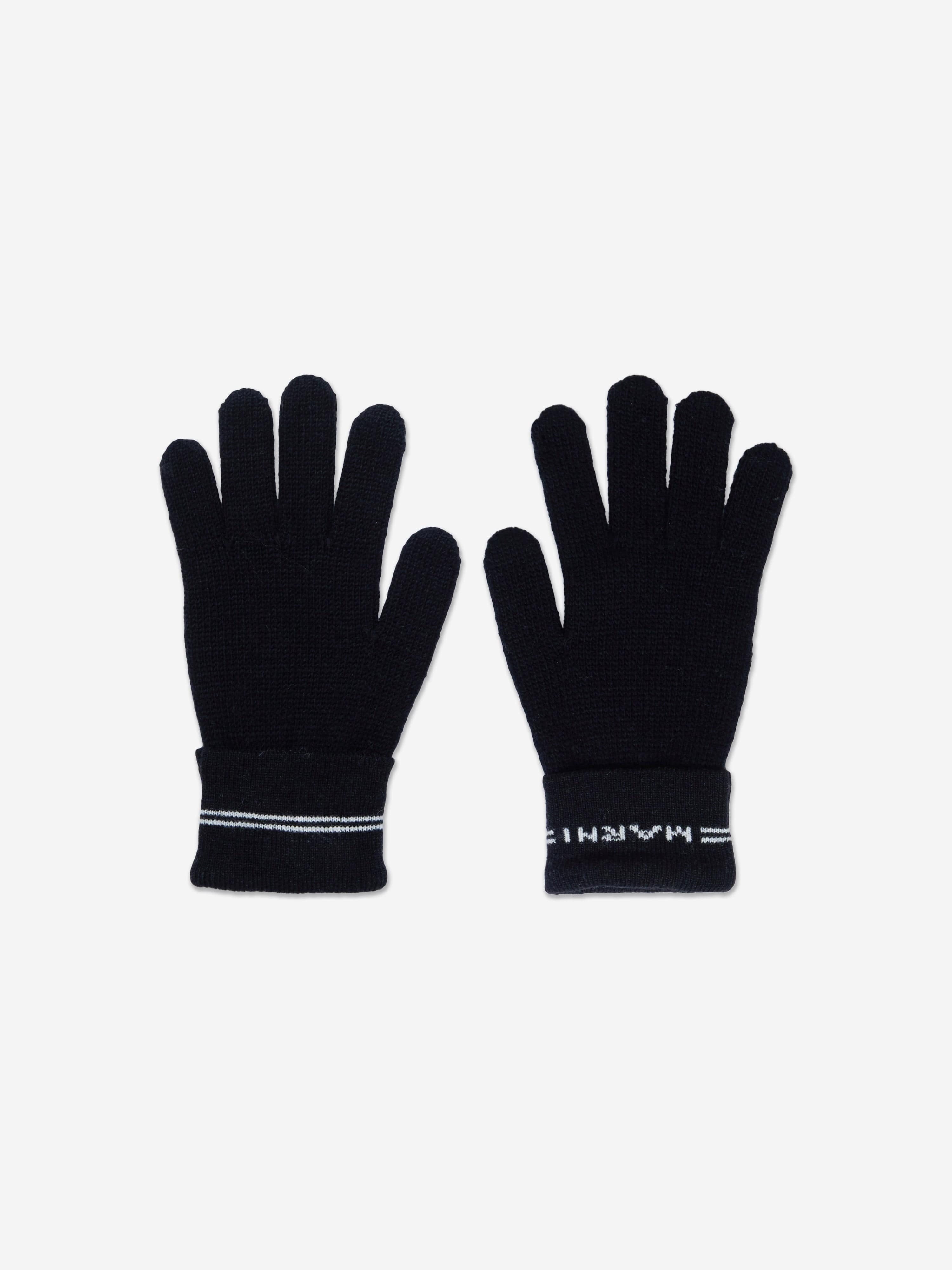 Kids Knitted Logo Gloves in Black