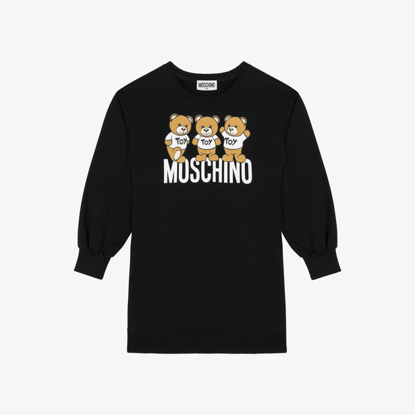 Girls Black Logo Cotton Dress