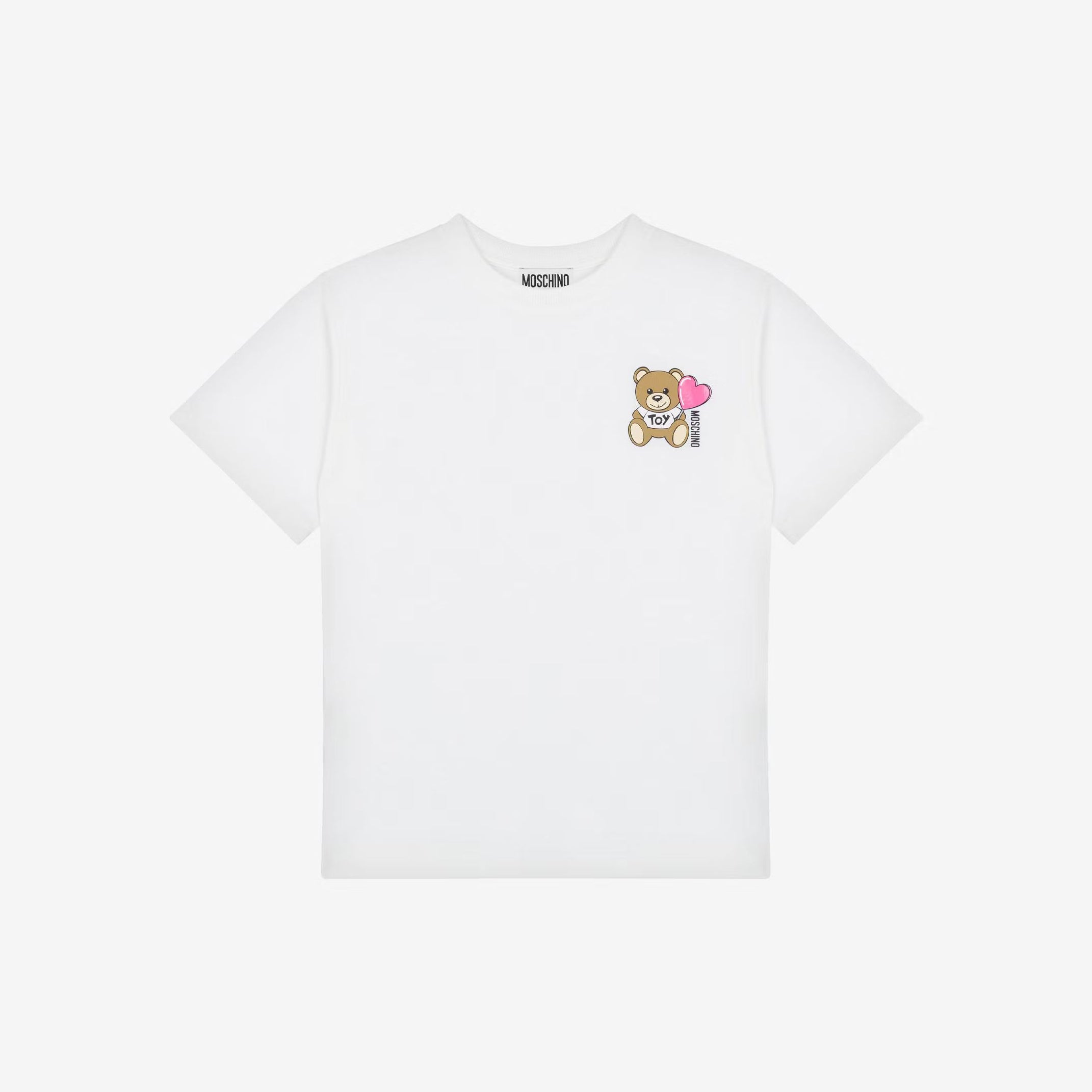 Girls White Printed Logo Cotton T-Shirt