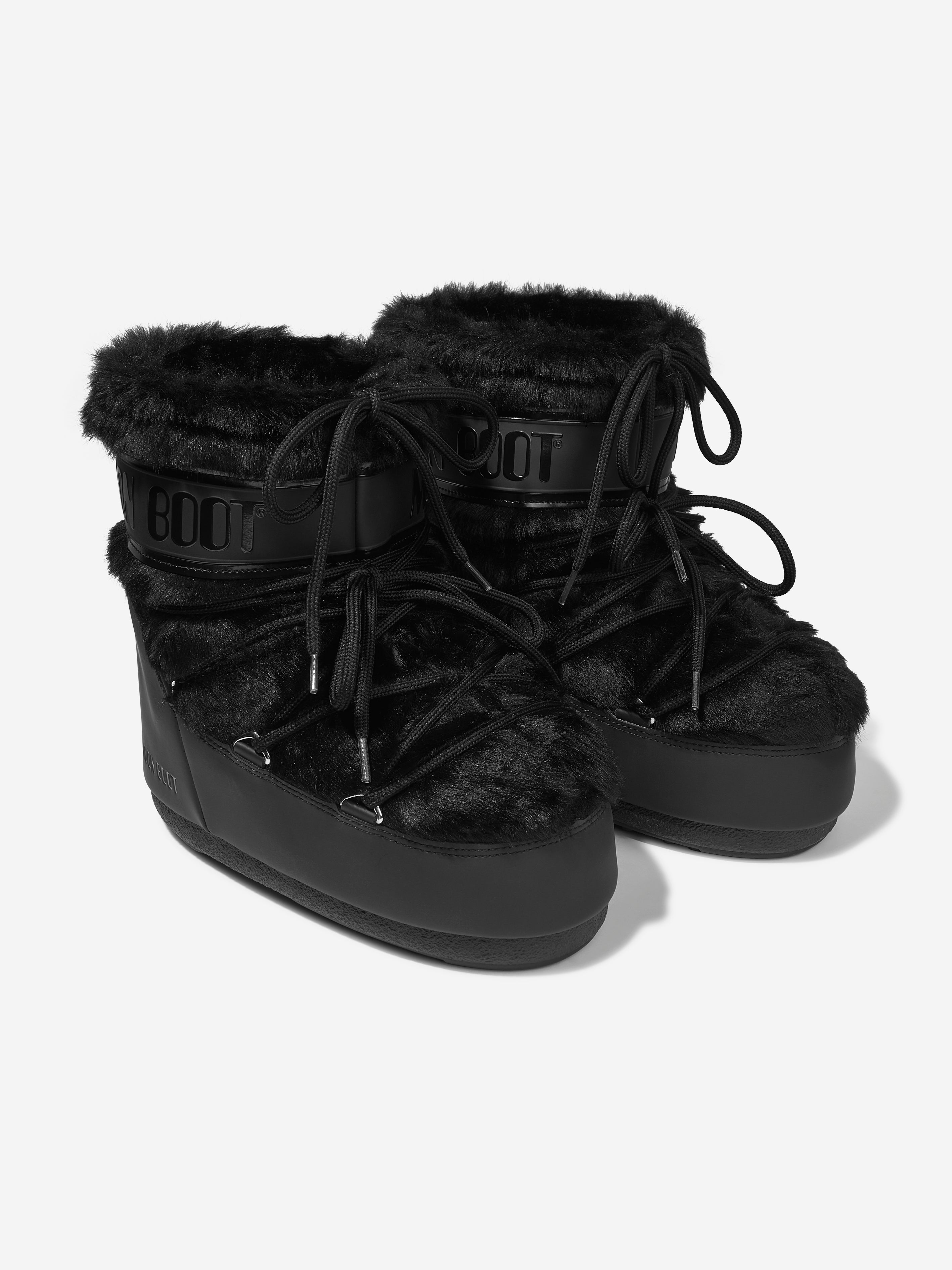 Kids Icon Lowo Faux Fur Snow Boots in Black