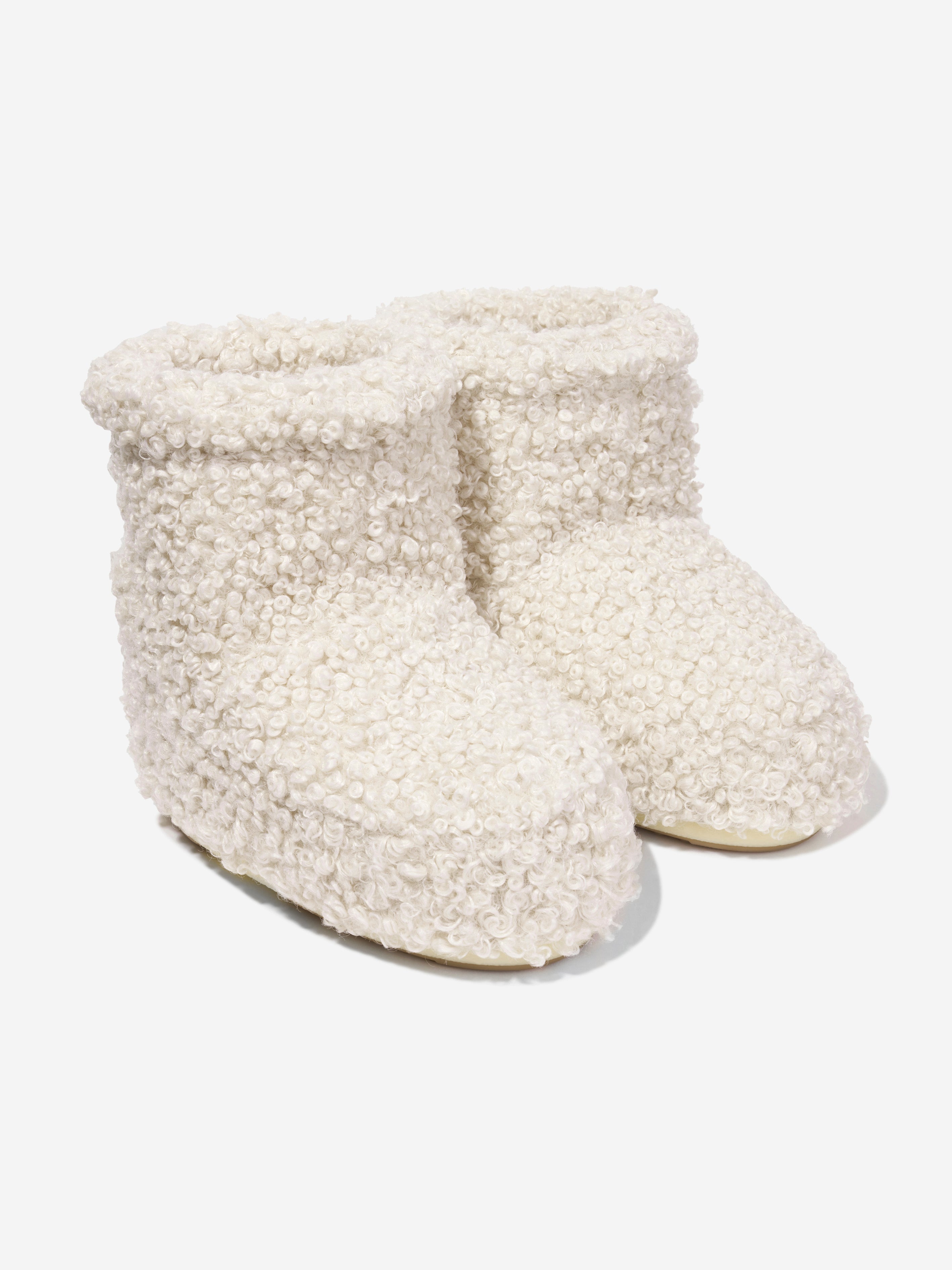 Kids Icon Low Faux Curly Boots in Ivory