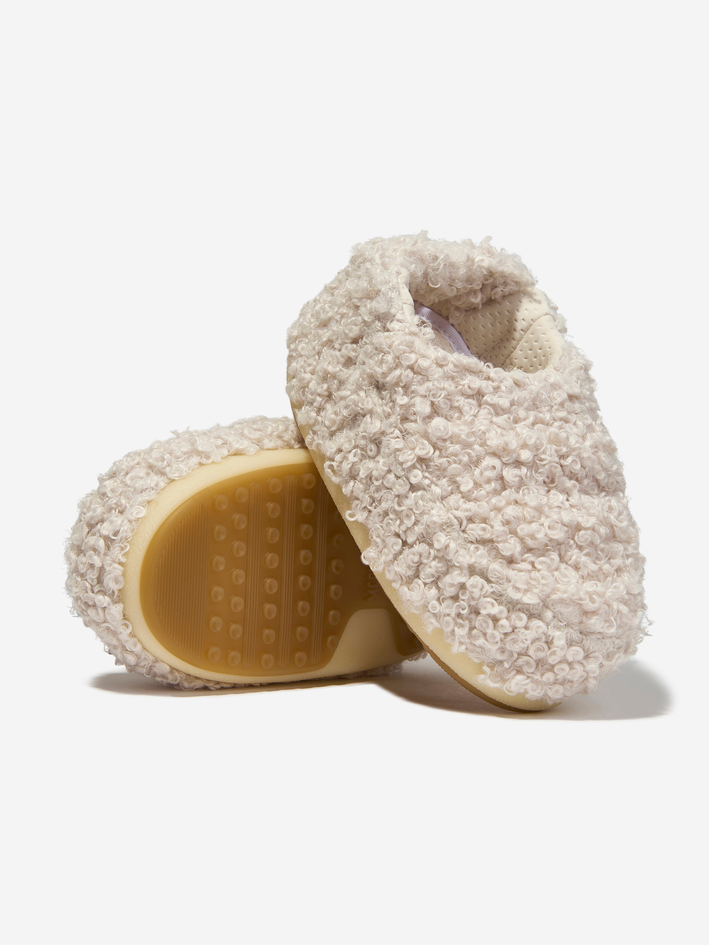 Kids Faux Curly Sandals in Ivory