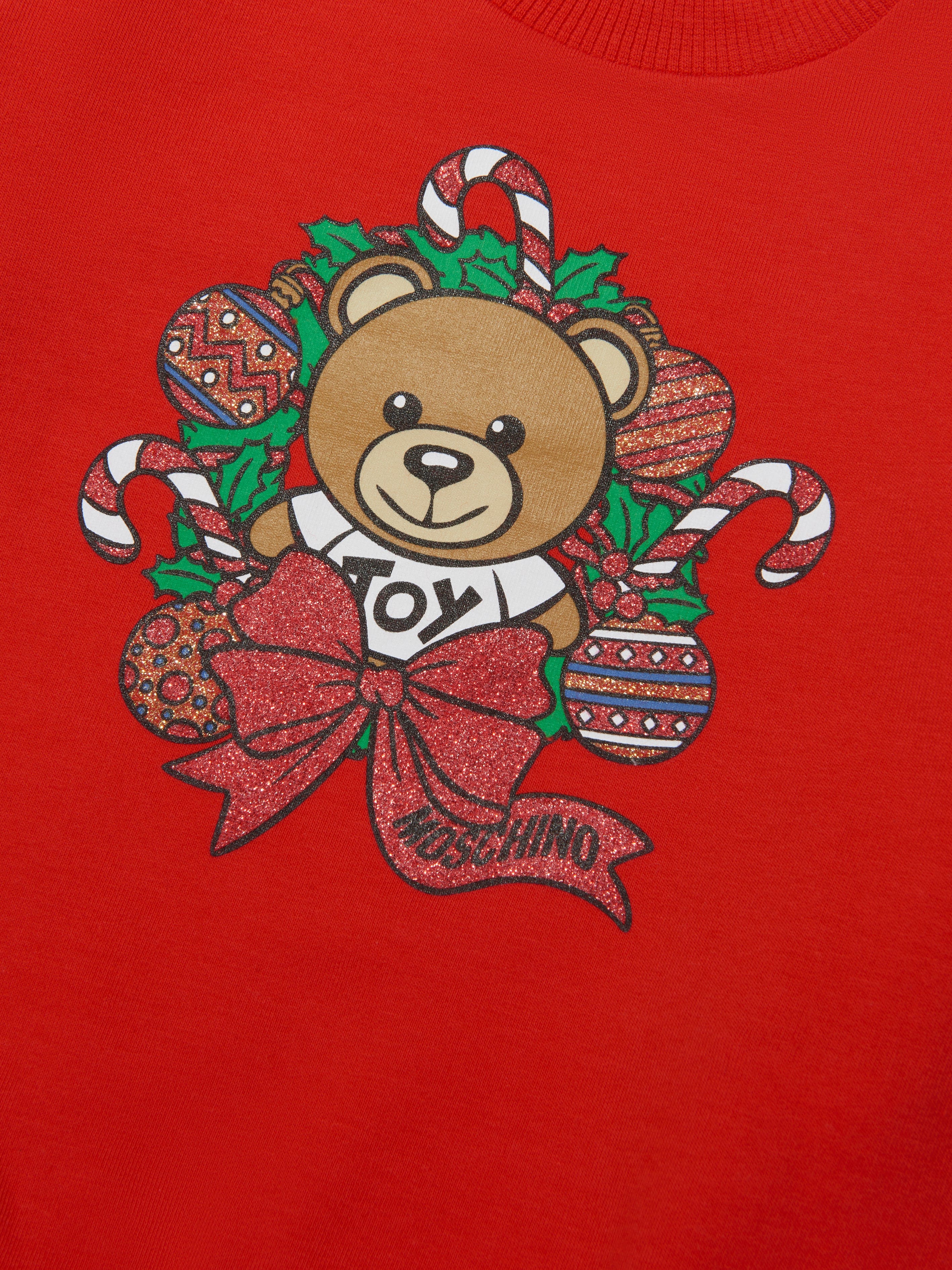 Moschino Baby Teddy Holiday Sweatshirt in Red