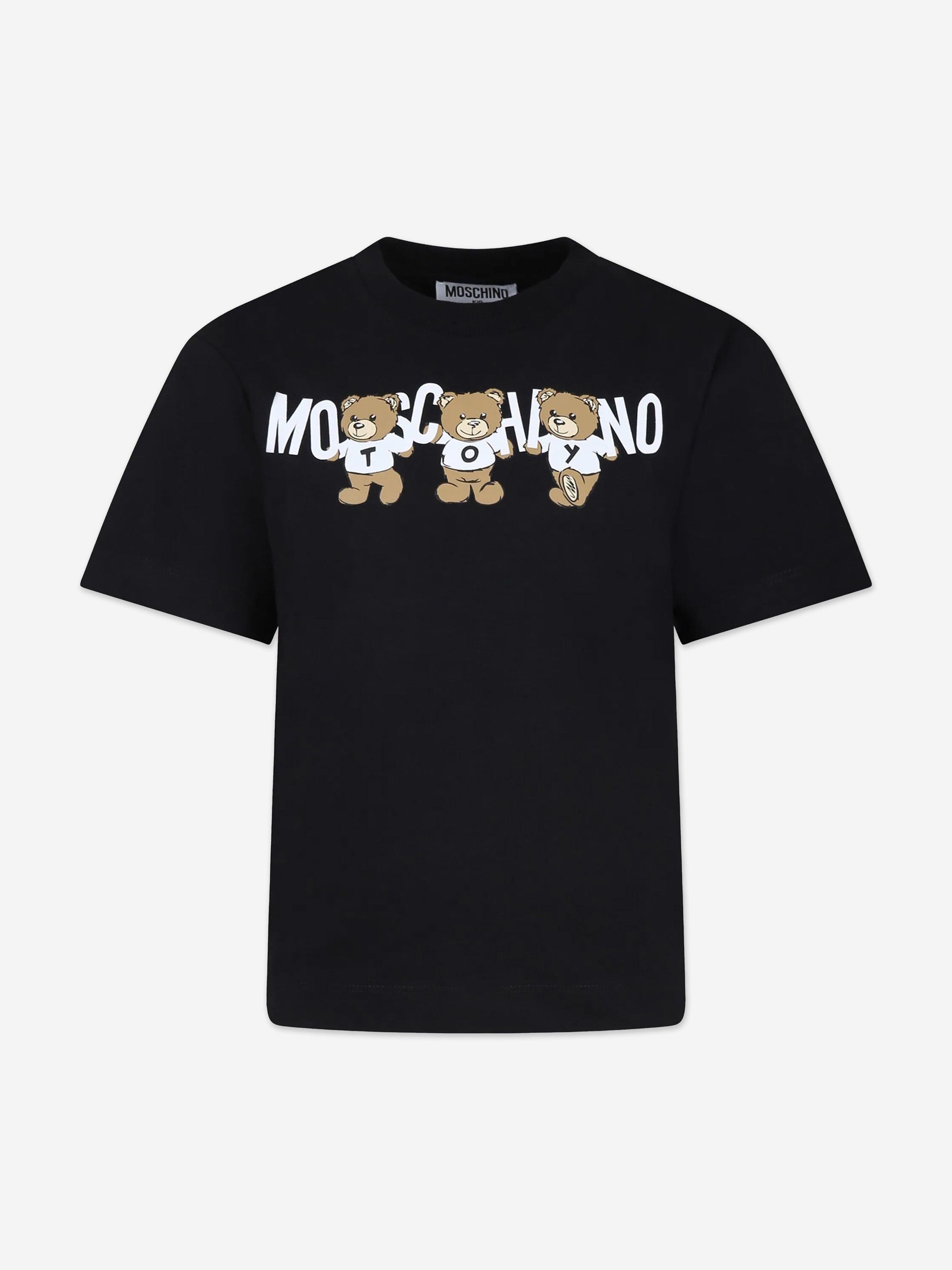Moschino Kids Teddy Bear Logo T-Shirt in Black