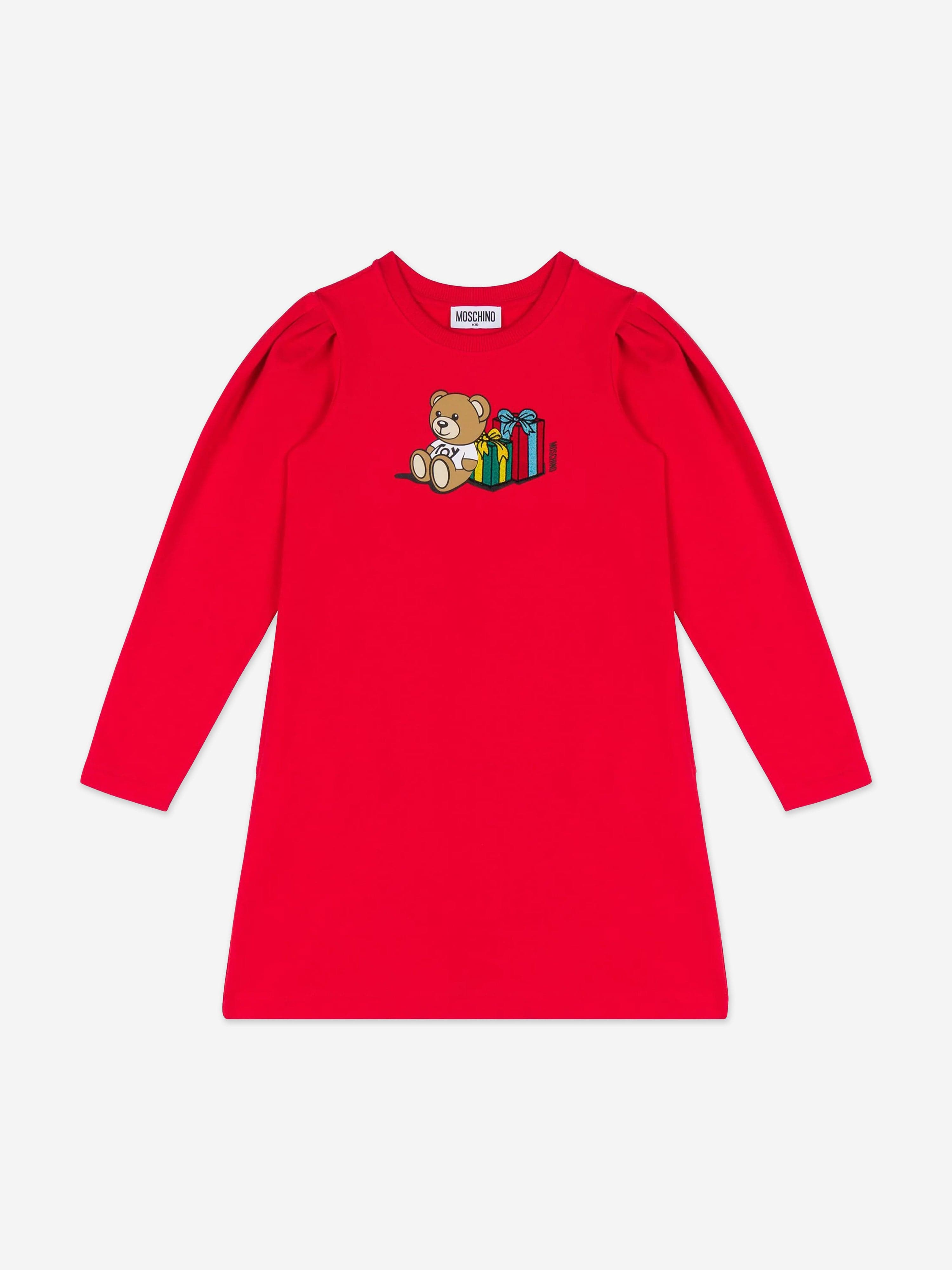 Girls Teddy Bear Gifts Dress in Red