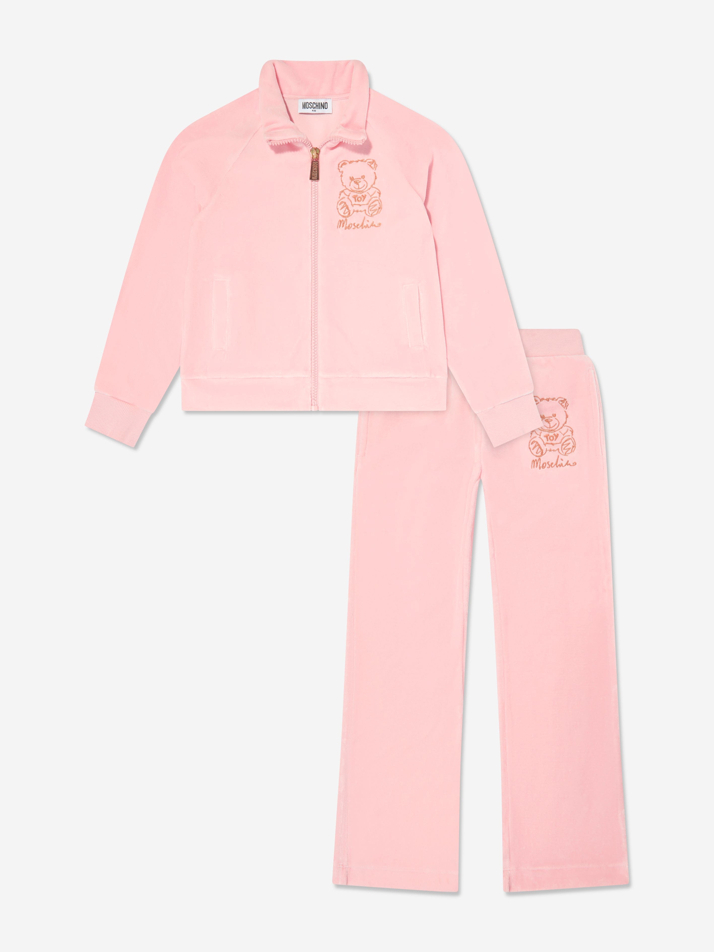 Moschino Girls Teddy Bear Logo Tracksuit in Pink