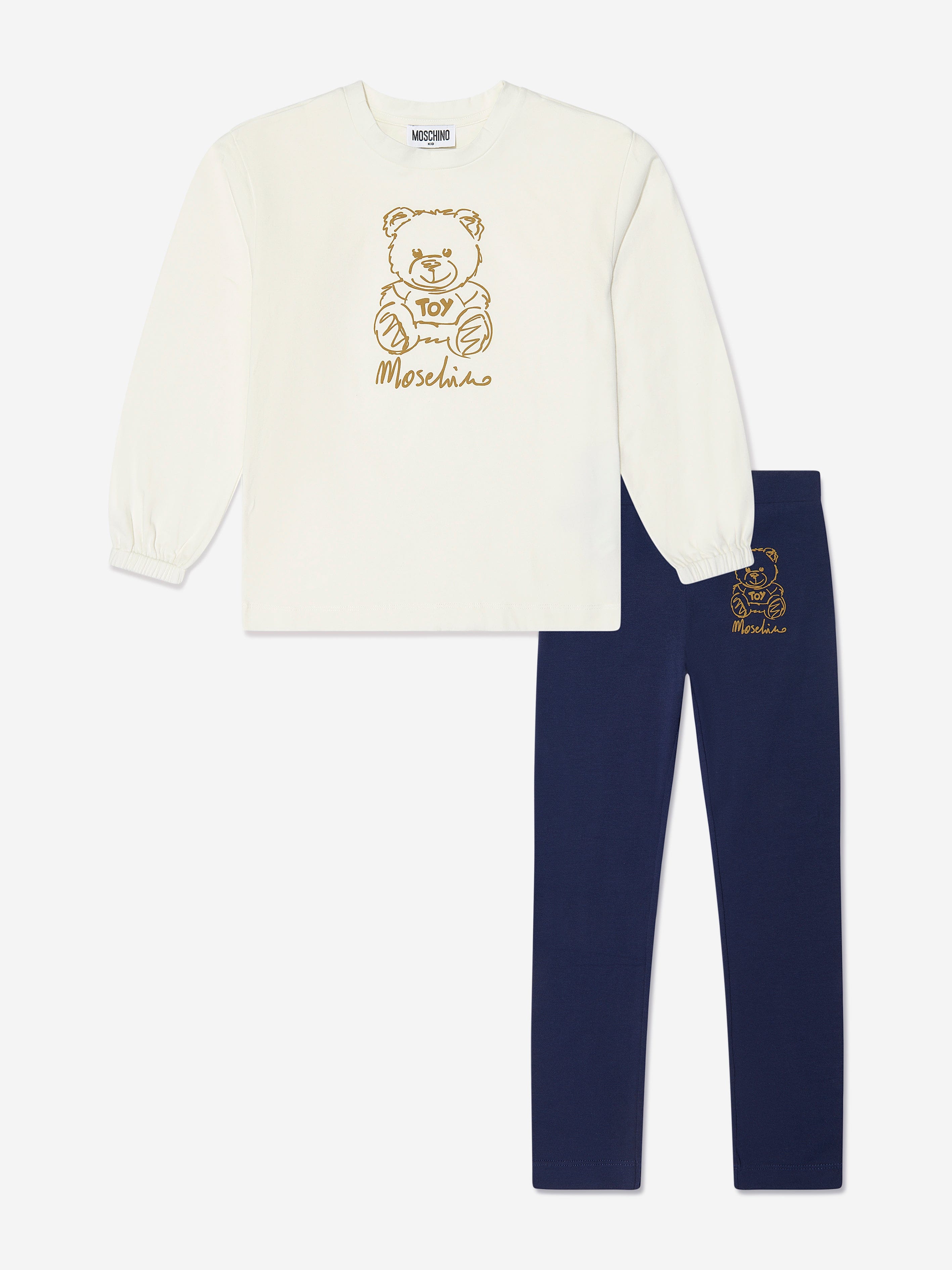 Girls Teddy Bear Leggings Set in Multicolour