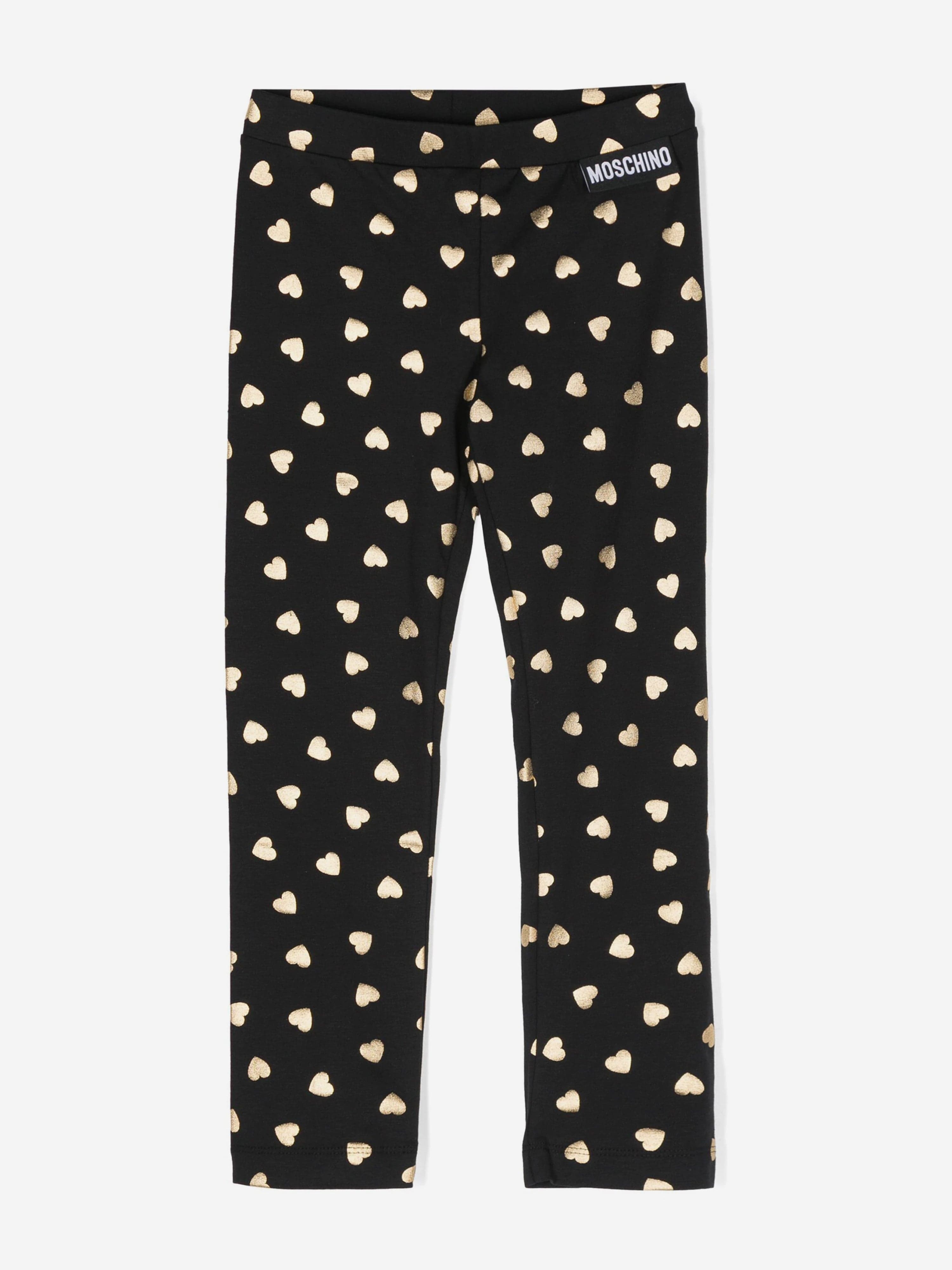 Girls Heart Leggings in Black