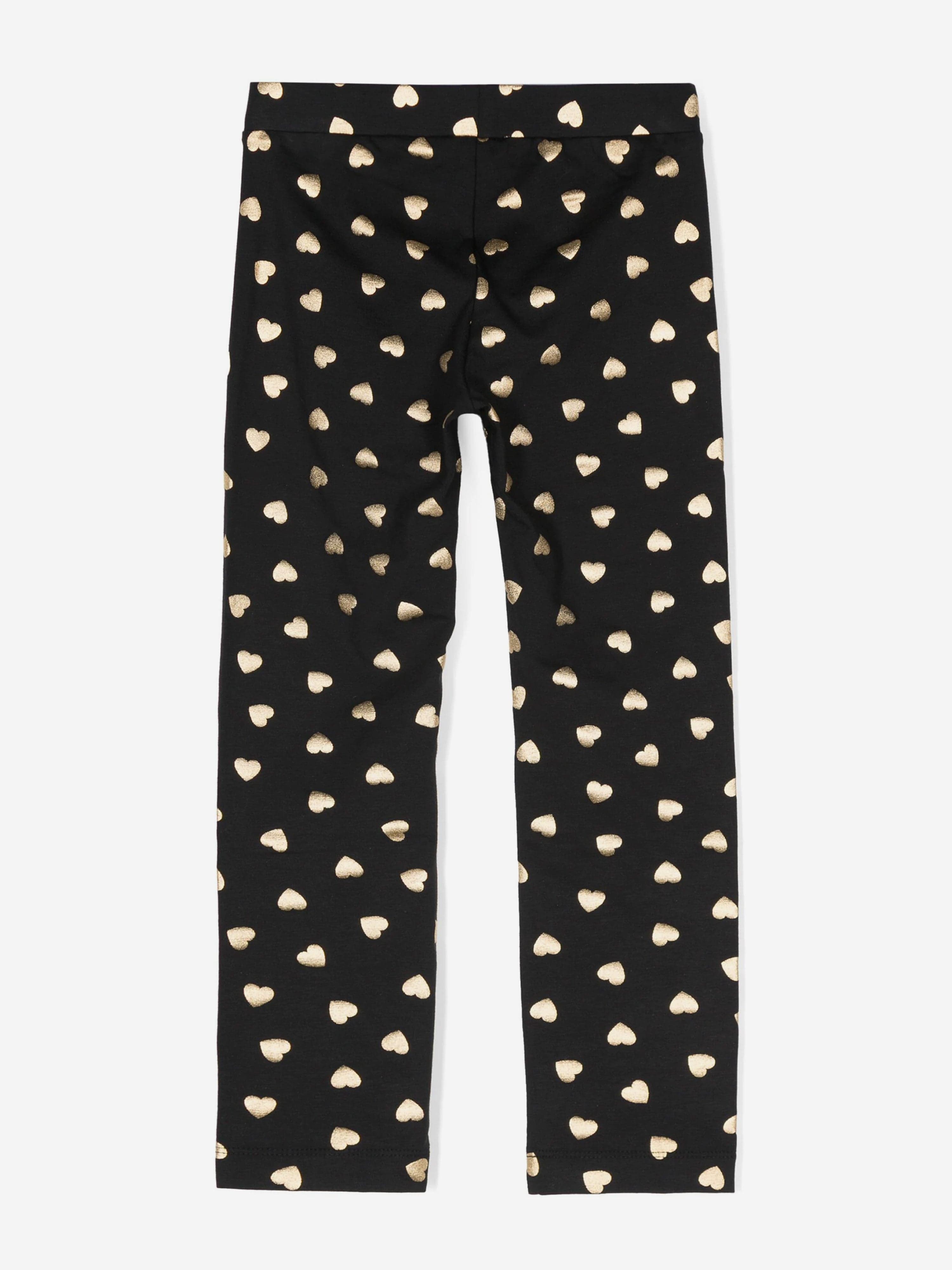 Girls Heart Leggings in Black