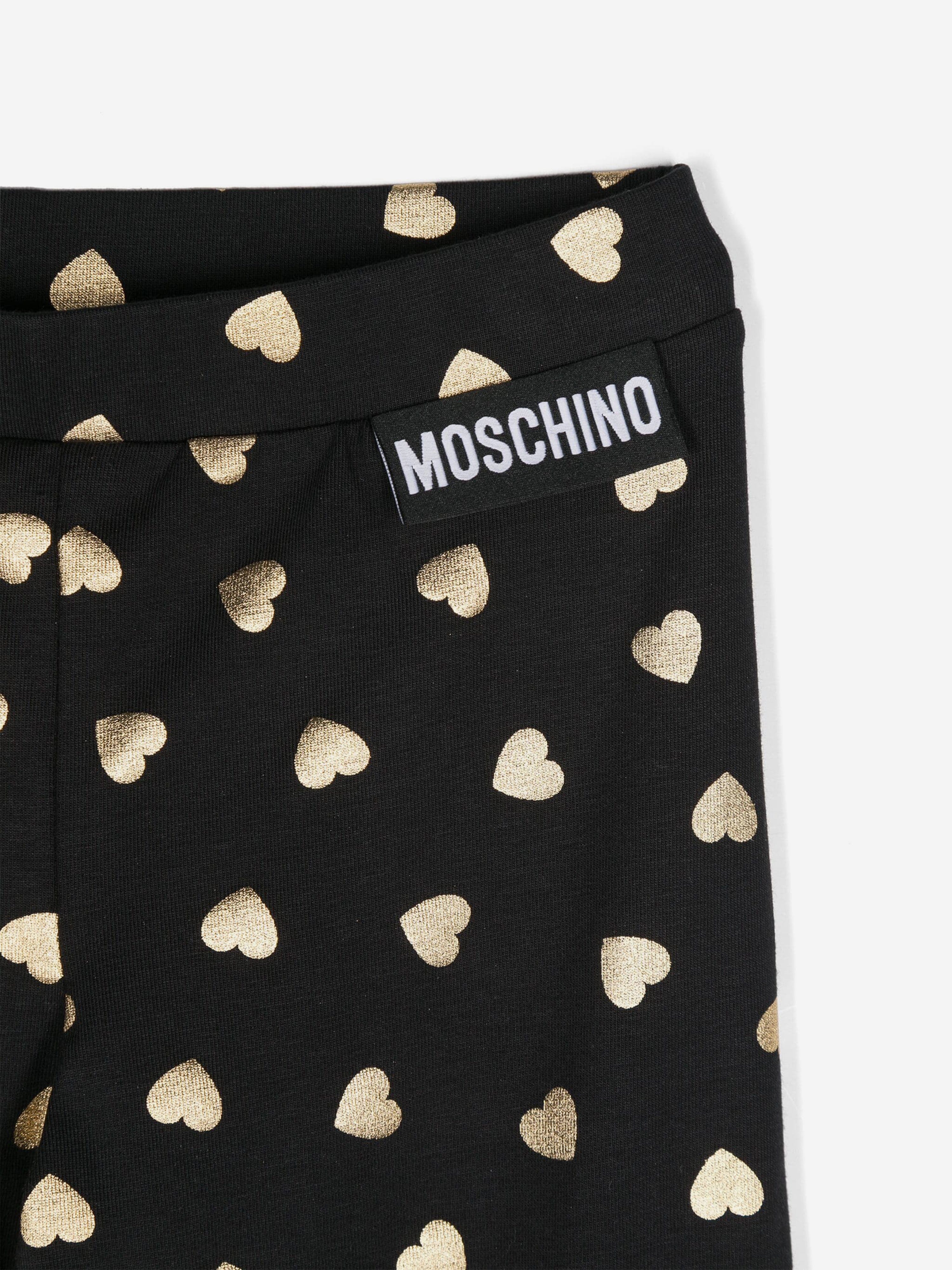 Girls Heart Leggings in Black