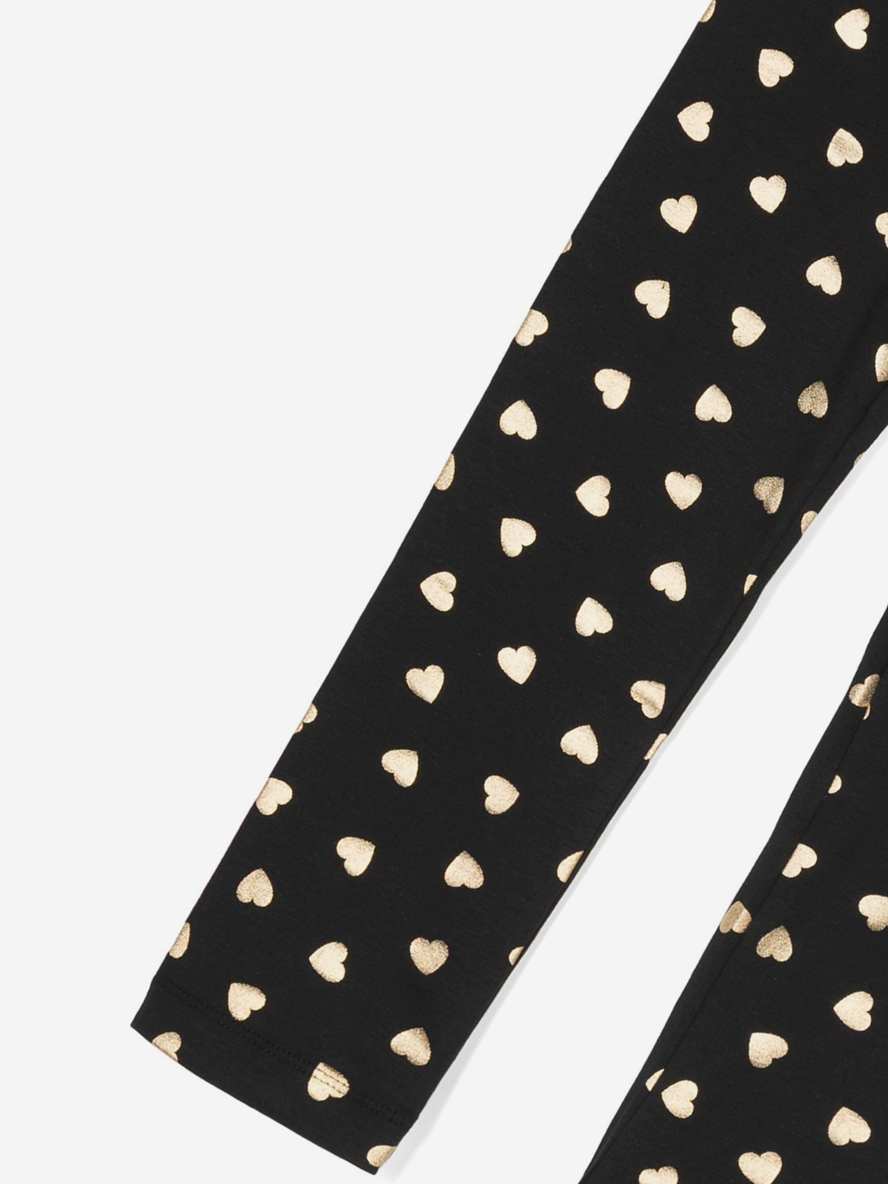 Girls Heart Leggings in Black