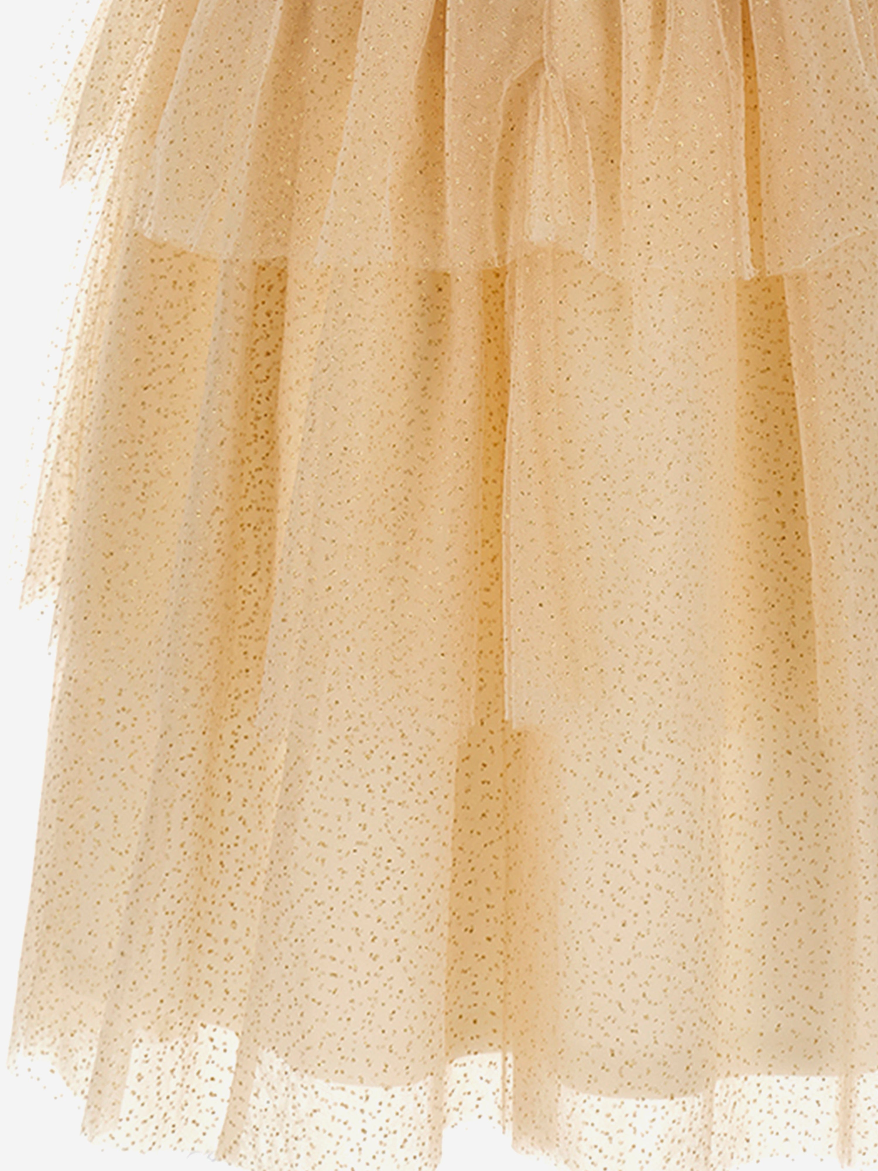 Moschino Girls Bear Logo Ruffle Dress in Ivory