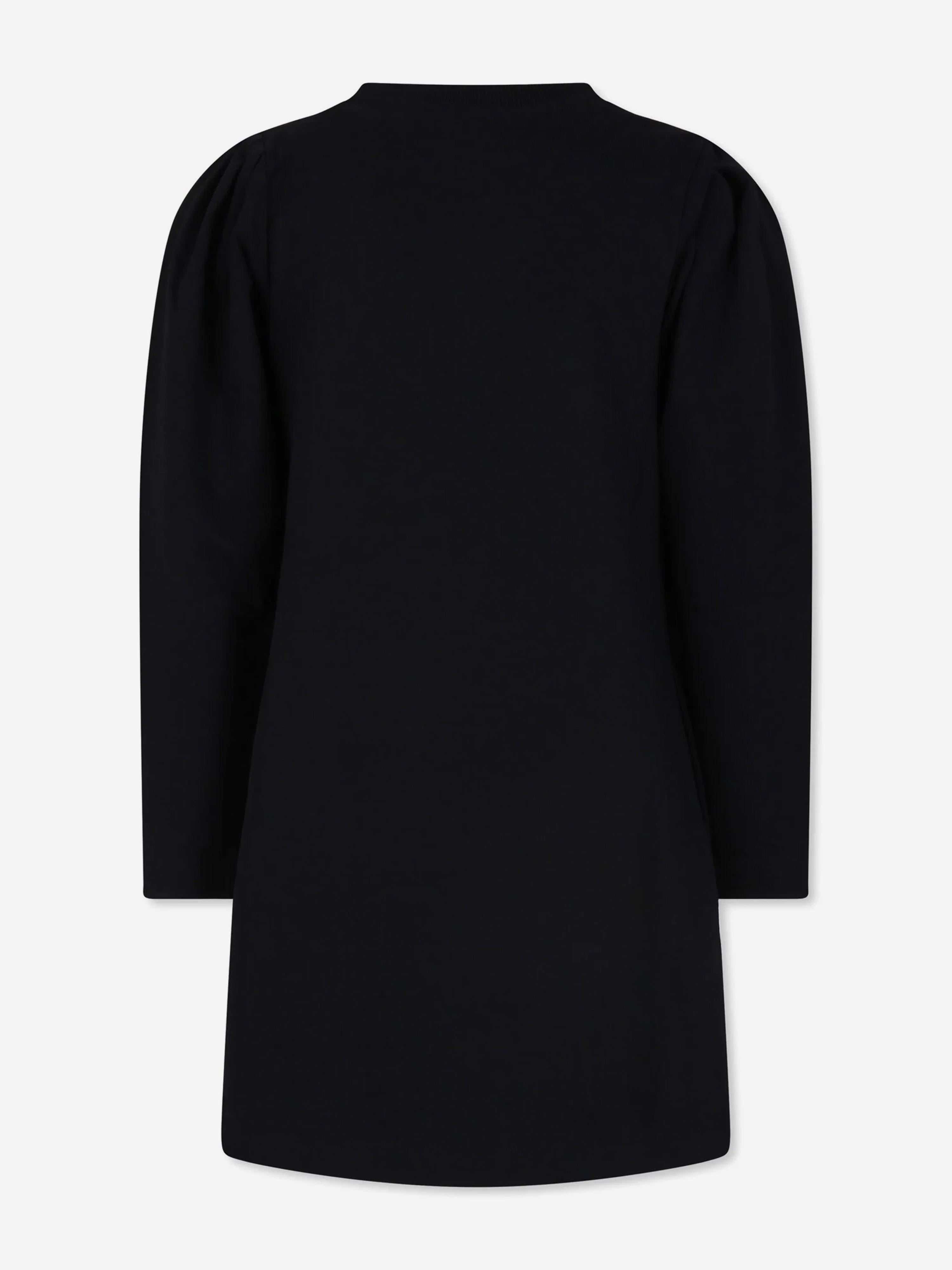 Girls Teddy Bear Jersey Dress in Black
