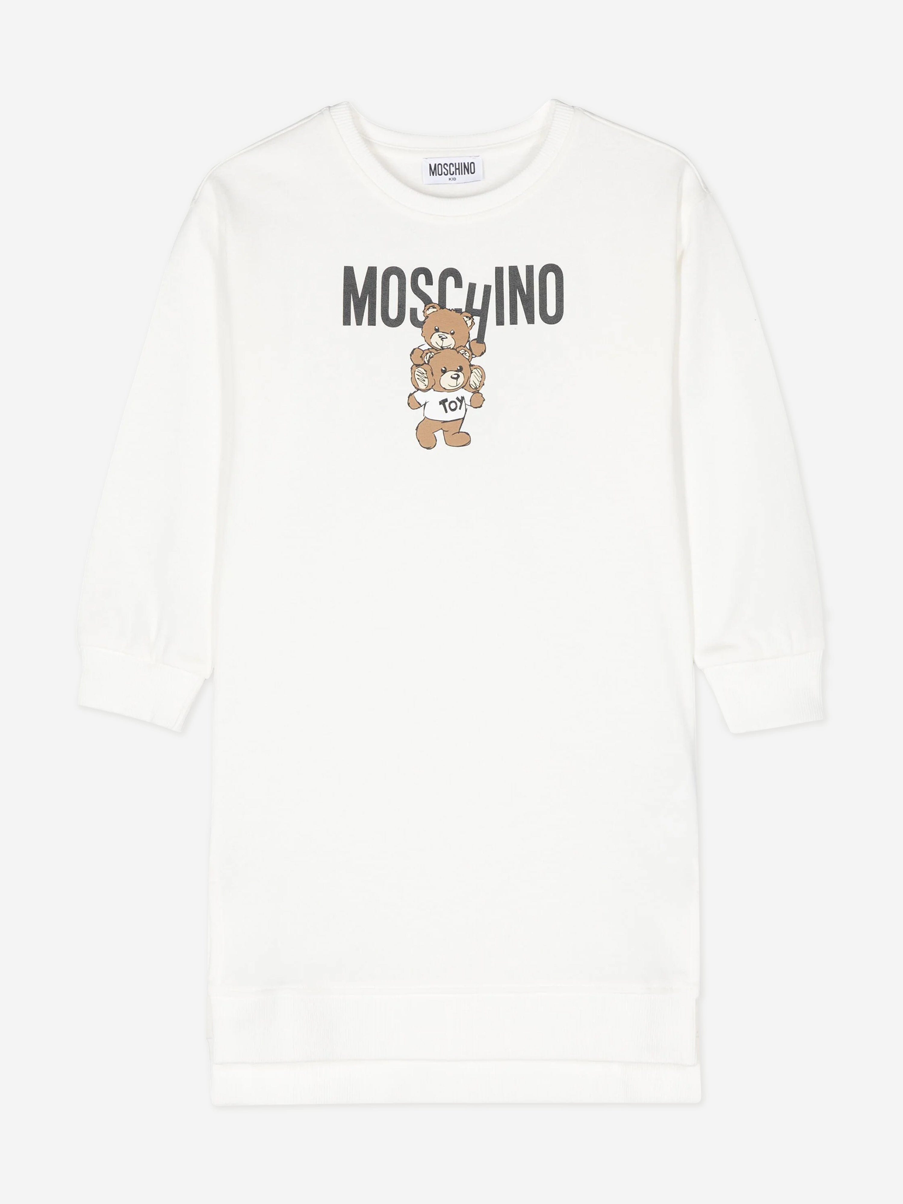 Girls Bear Logo Sweater Dress in Ivory