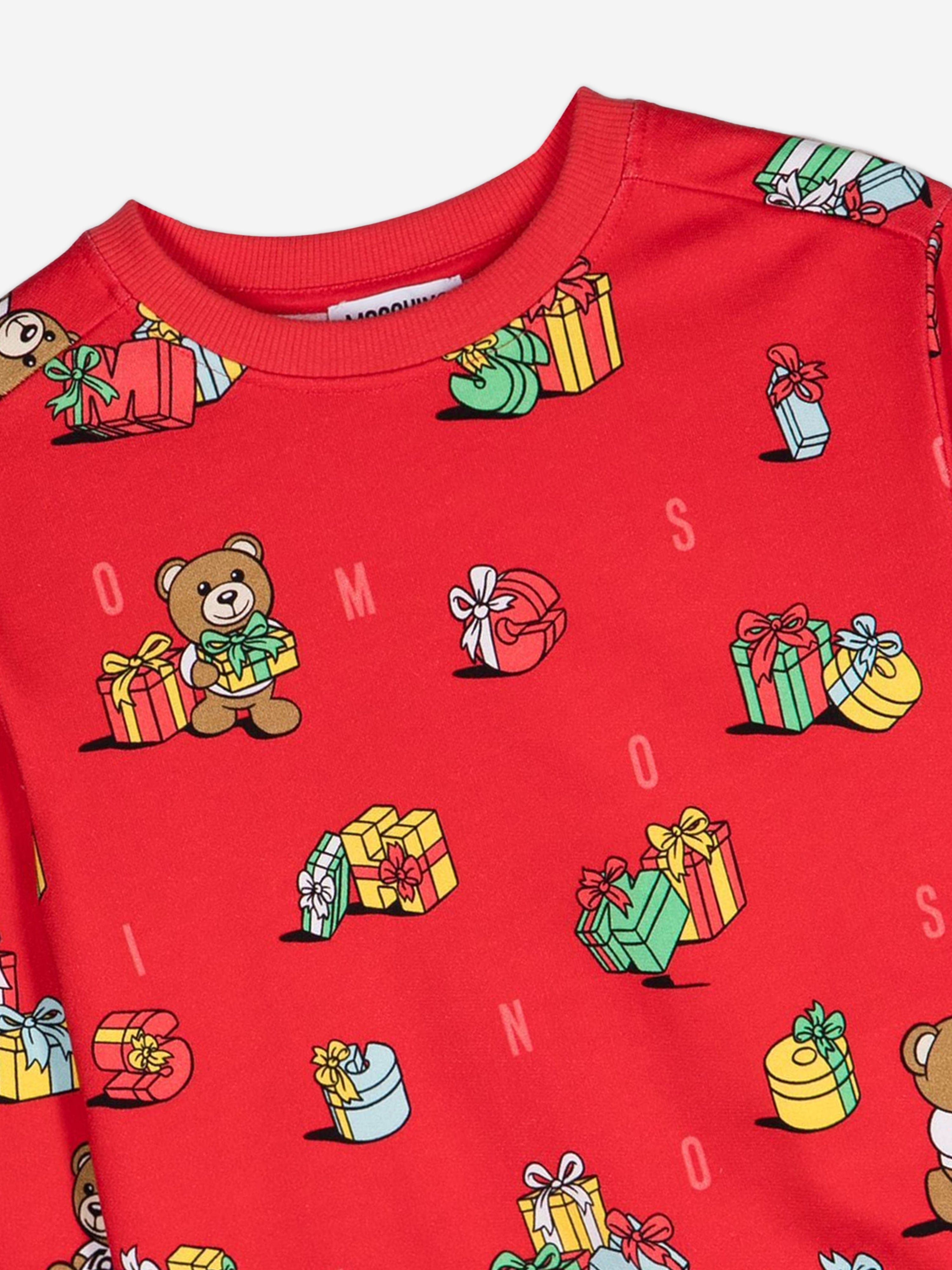 Moschino Kids Xmas Teddy Bear Sweatshirt in Red