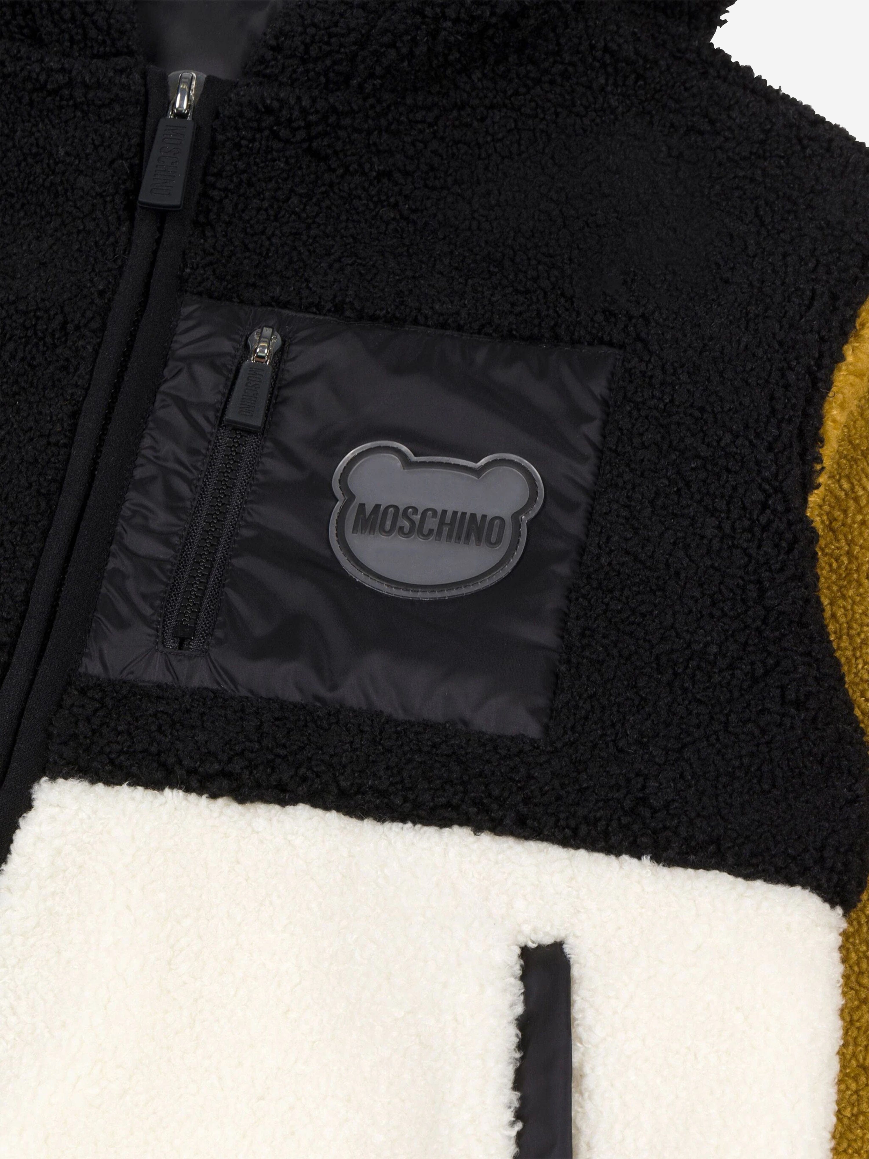 Kids Bear Logo Sherpa Jacket in Black