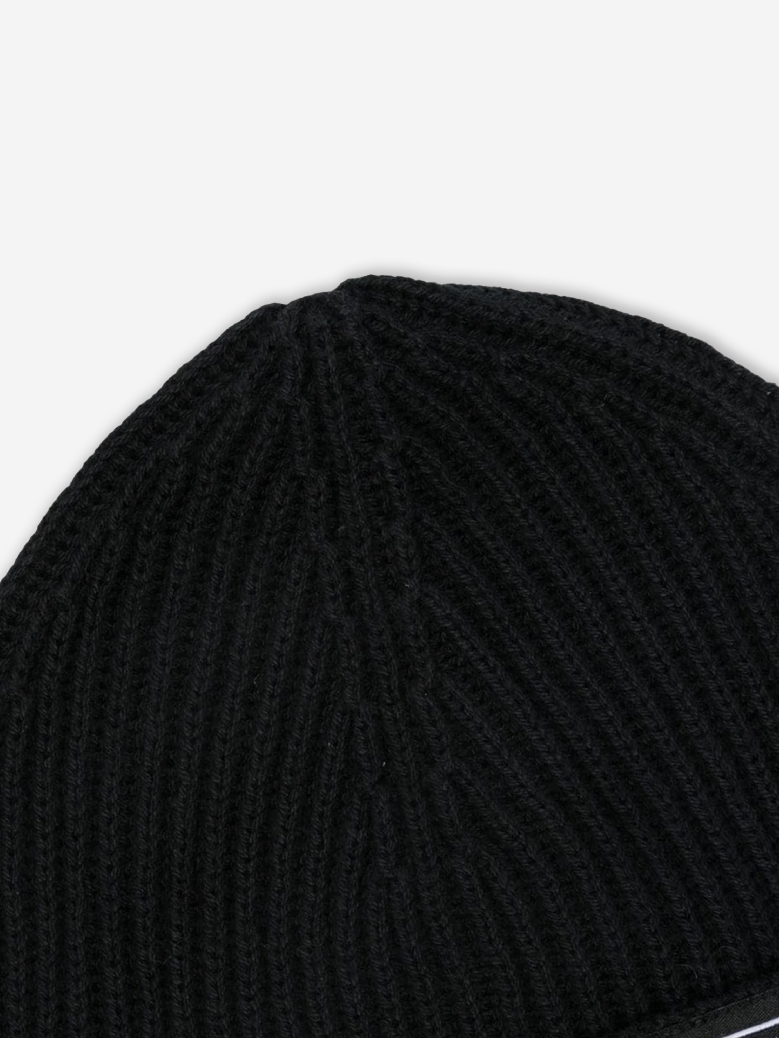 Kids Knitted Logo Beanie Hat in Black