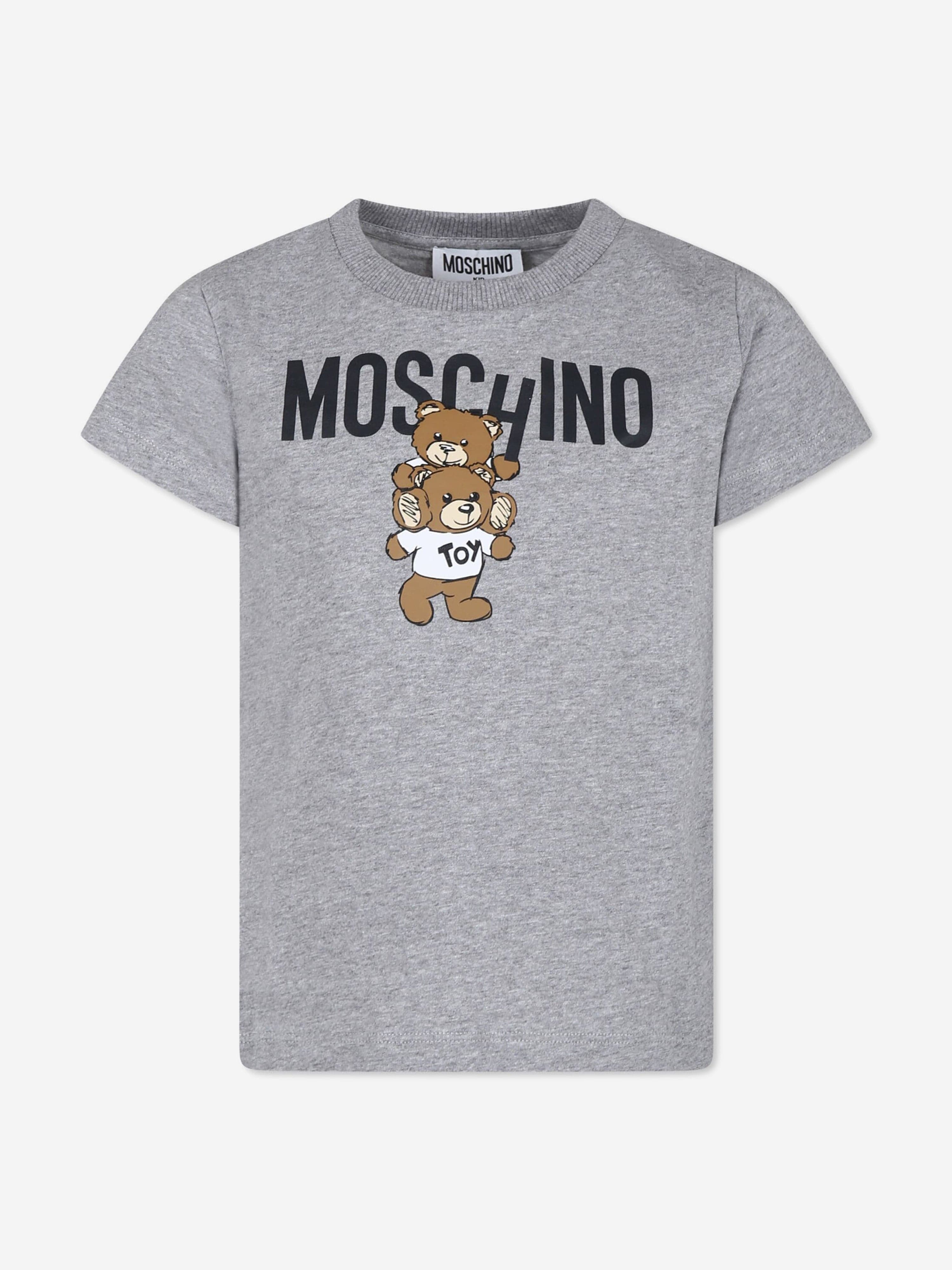 Moschino Kids Teddy Bear Logo T-Shirt in Grey