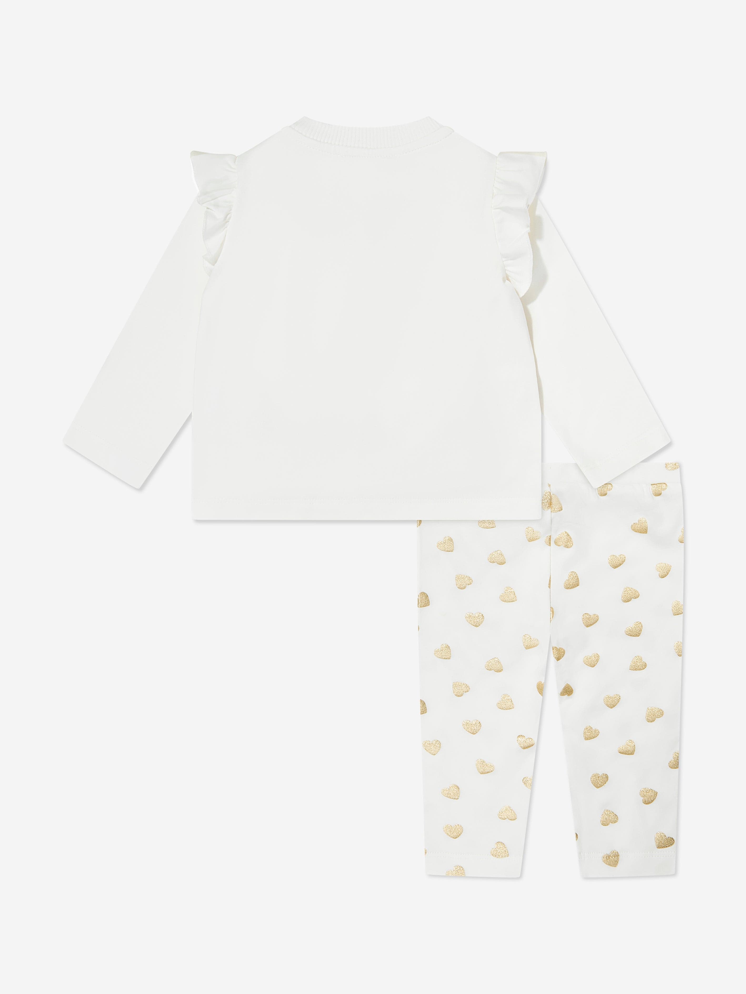 Baby Girls Bear Logo Leggings Set in Ivory