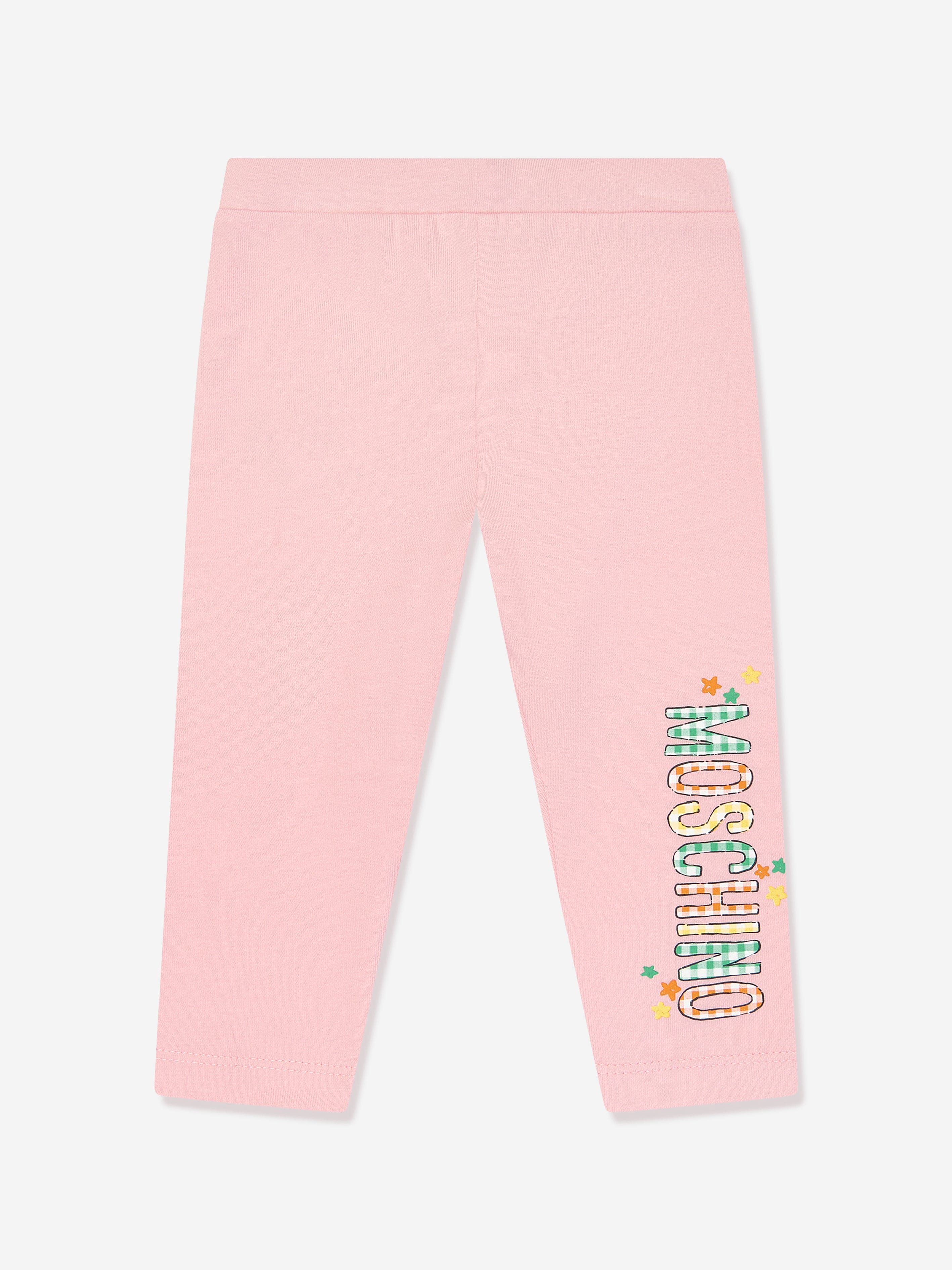Baby Girls Bear Logo Leggings Set in Pink