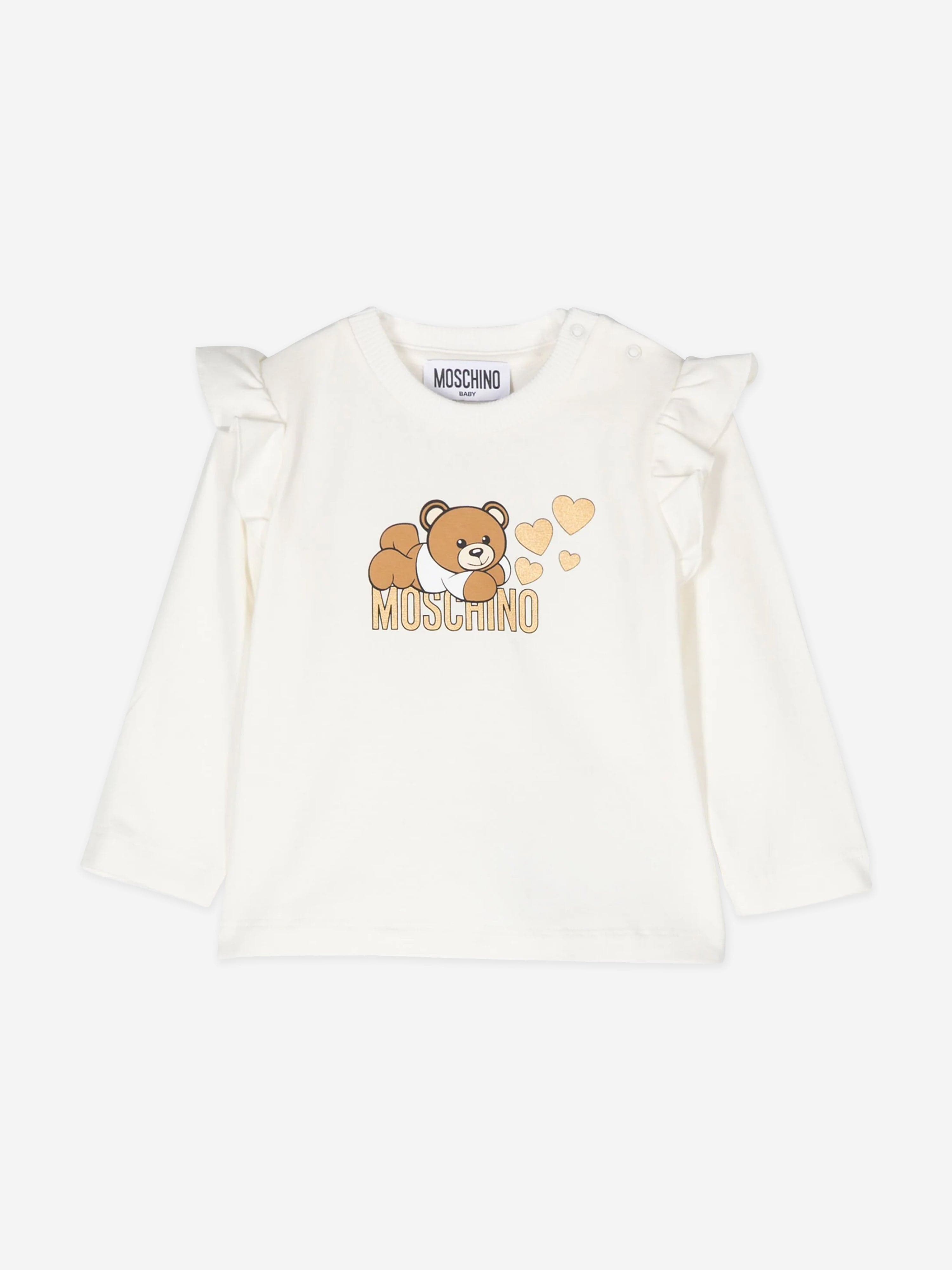 Baby Girls Long Sleeve Logo T-Shirt in Ivory