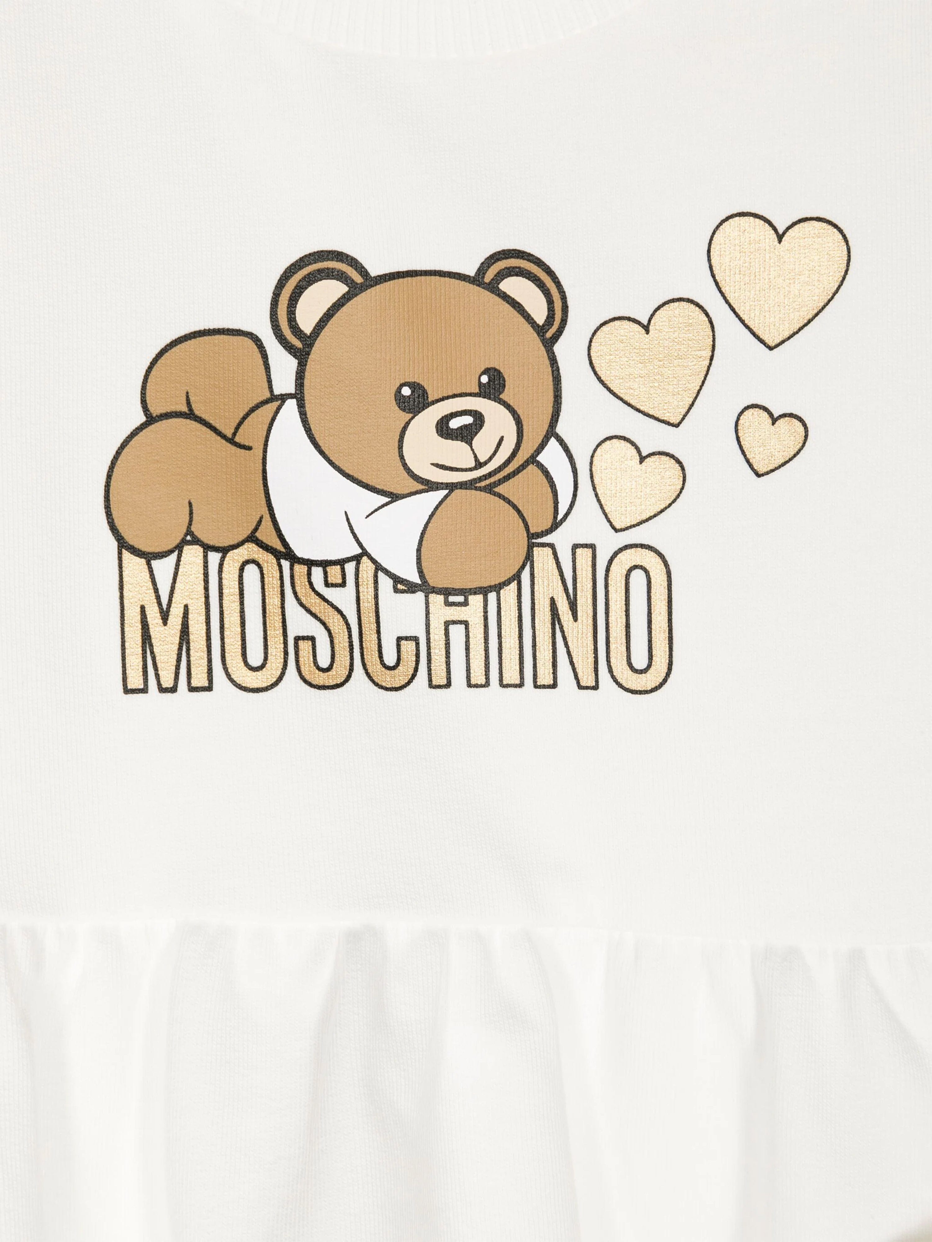 Baby Girls Bear Logo Sweater Dress in Ivory