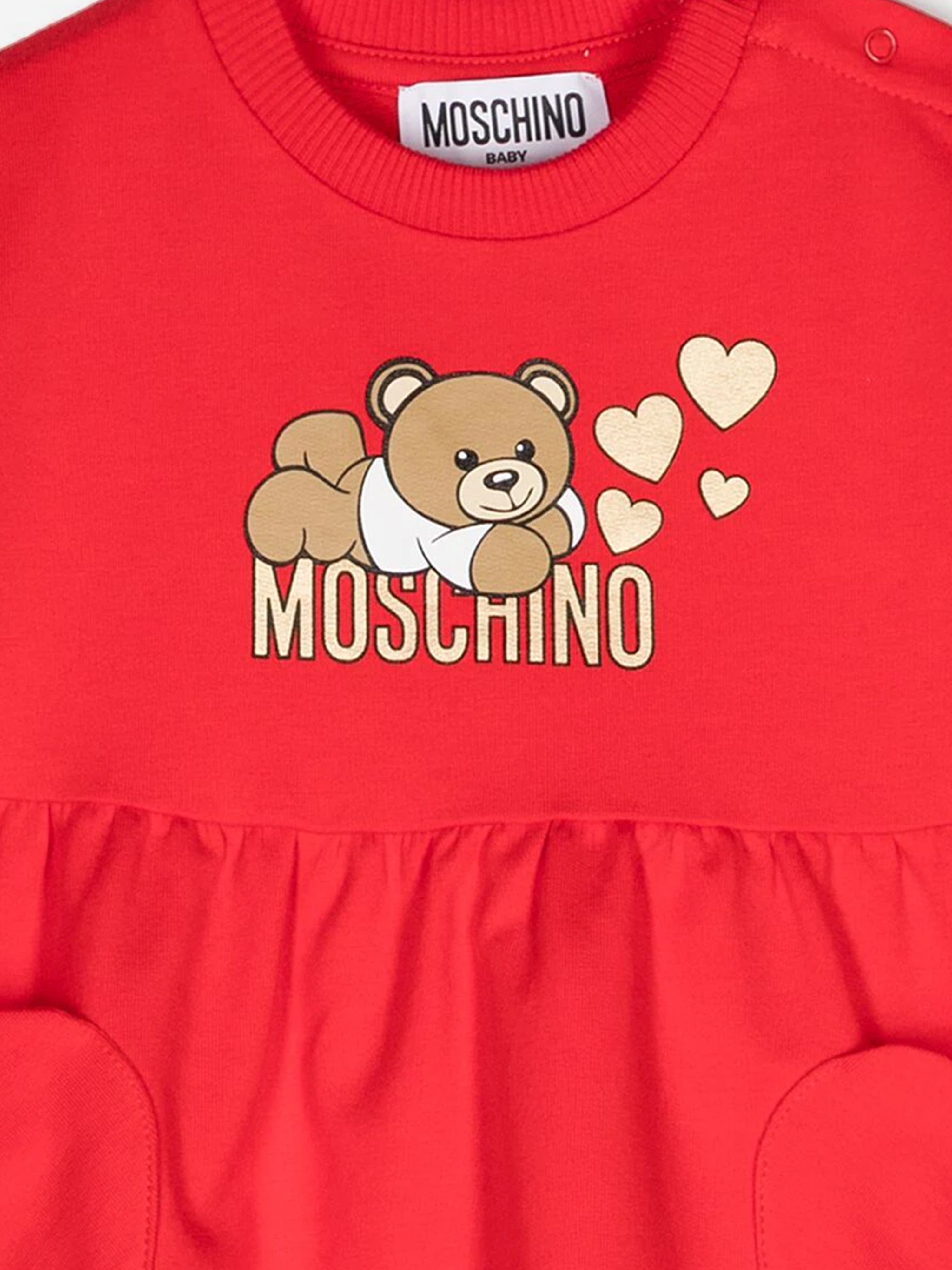 Baby Girls Bear Logo Sweater Dress in Red