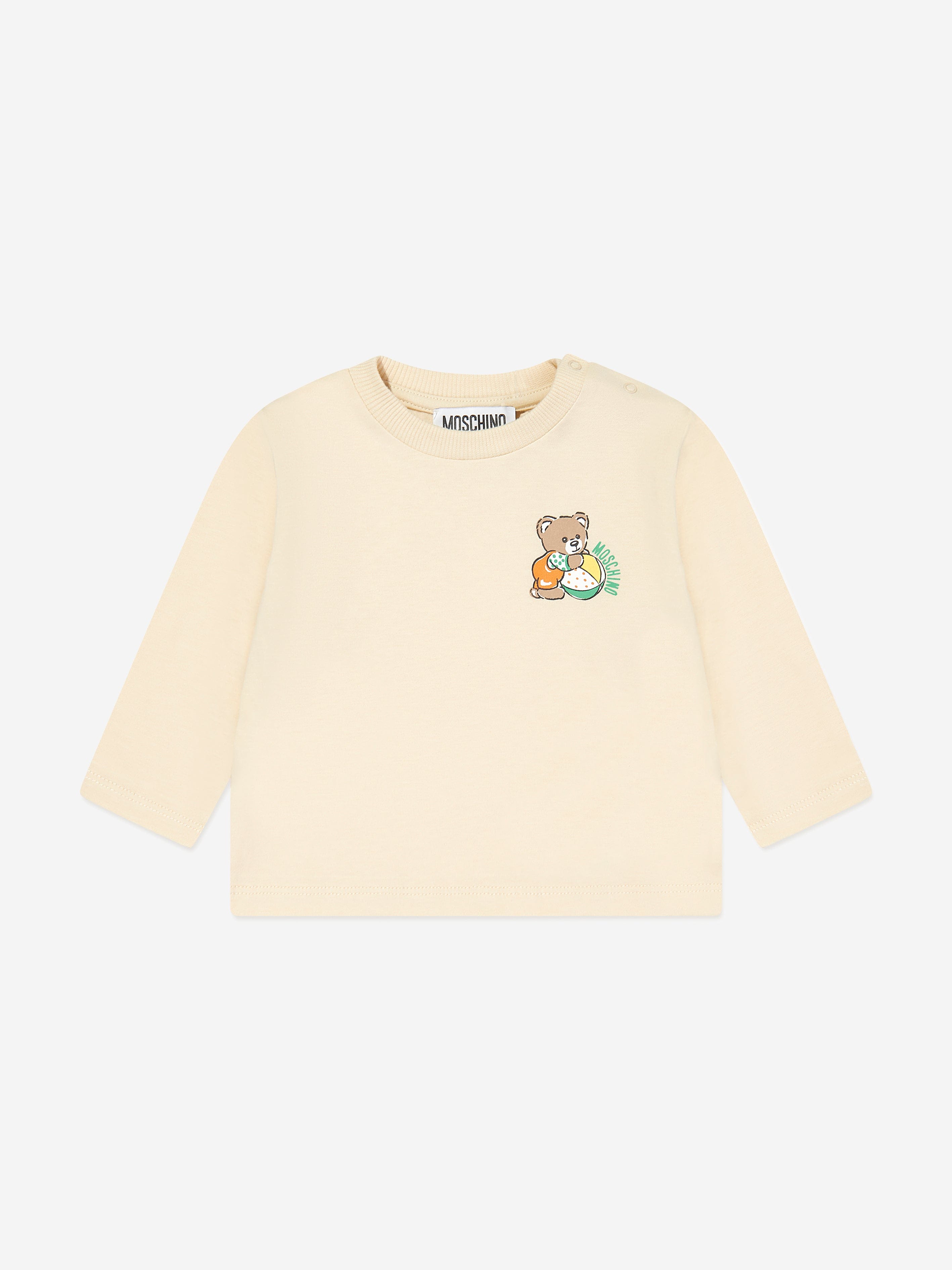 Baby Long Sleeve Bear T-Shirt in Beige